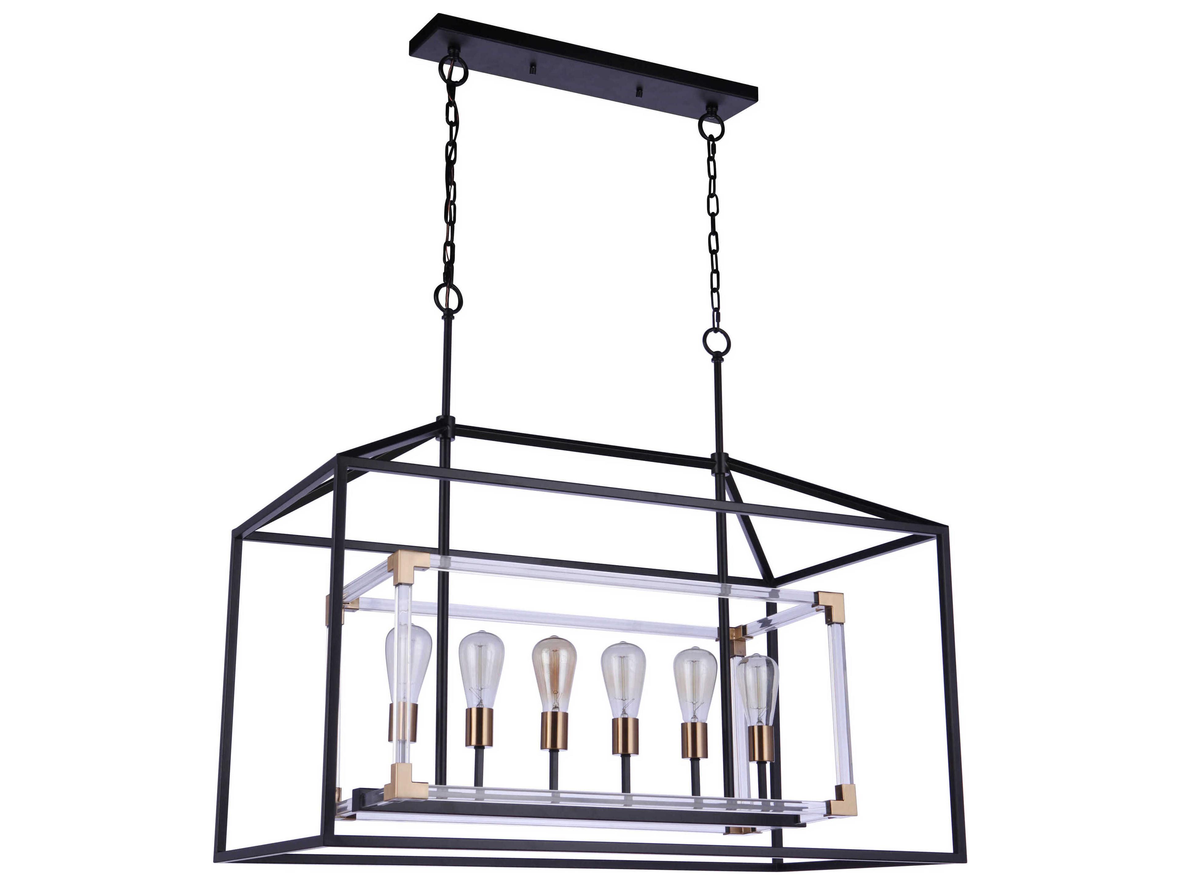 Craftmade Aaron 6-Light Flat Black Satin Brass Linear Island Pendant