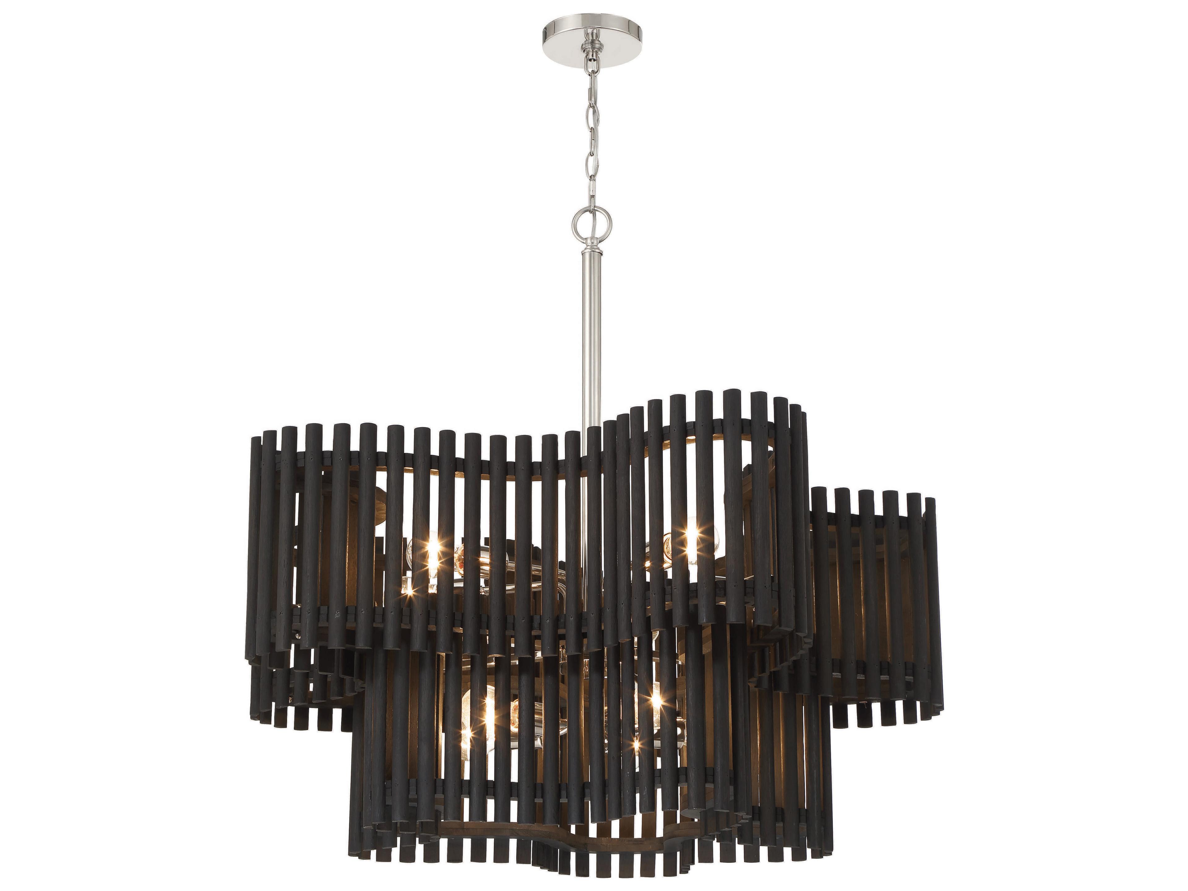 Craftmade Freeform 10-Light Polished Nickel Black Walnut Geometric Chandelier