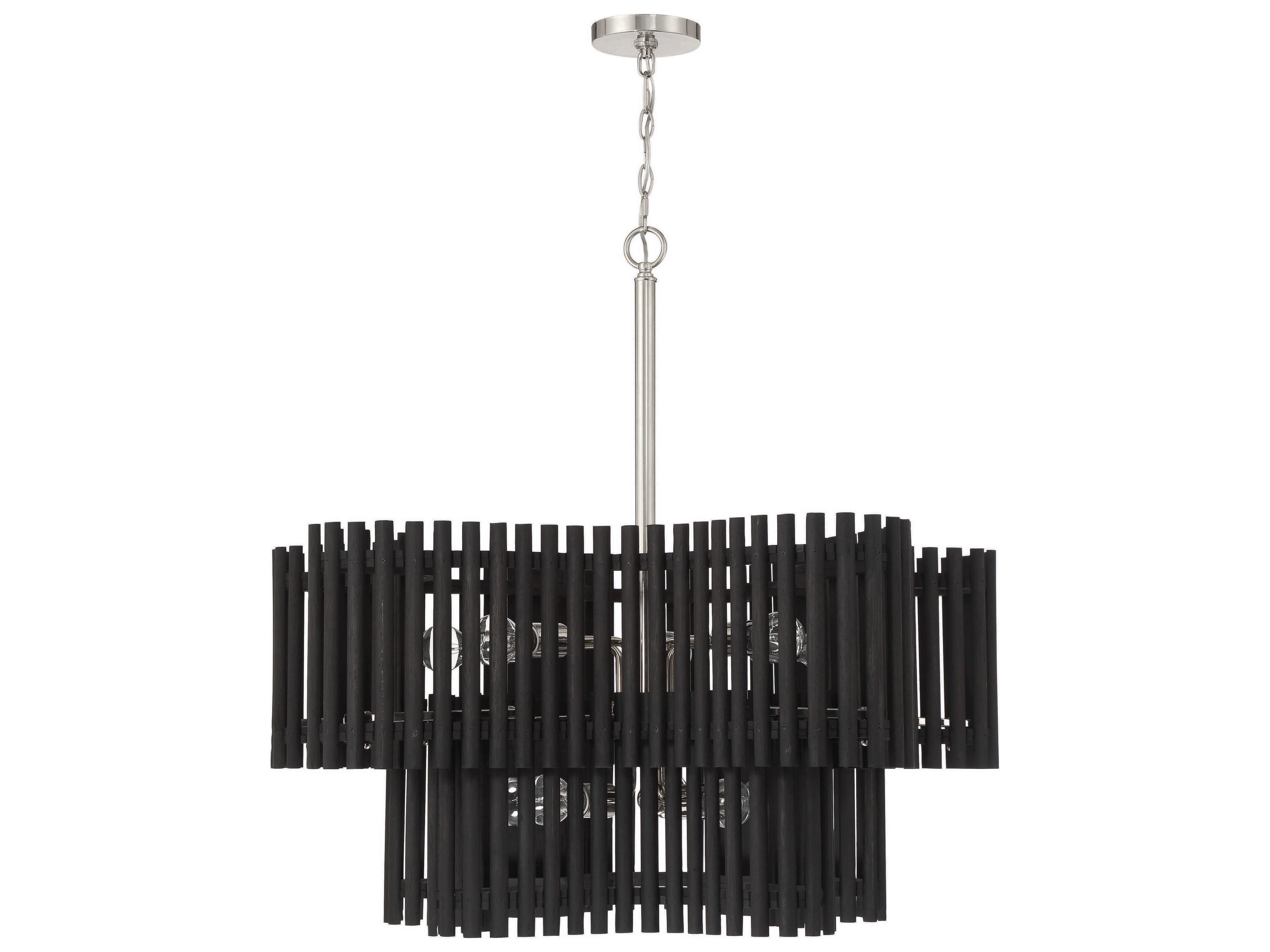 Craftmade Freeform 10-Light Polished Nickel Black Walnut Geometric Chandelier