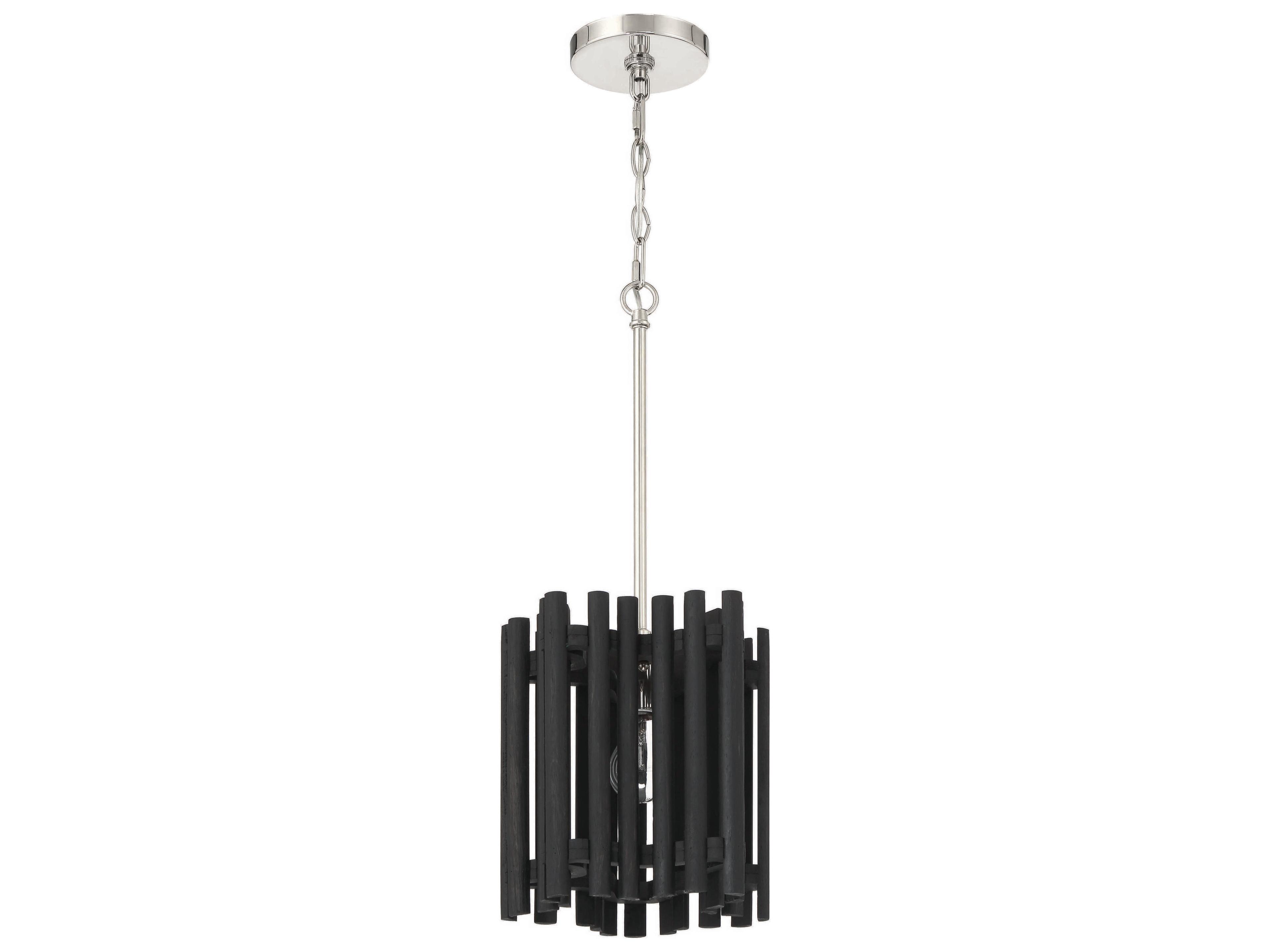 Freeform 1-Light Polished Nickel Black Walnut Geometric Mini Pendant