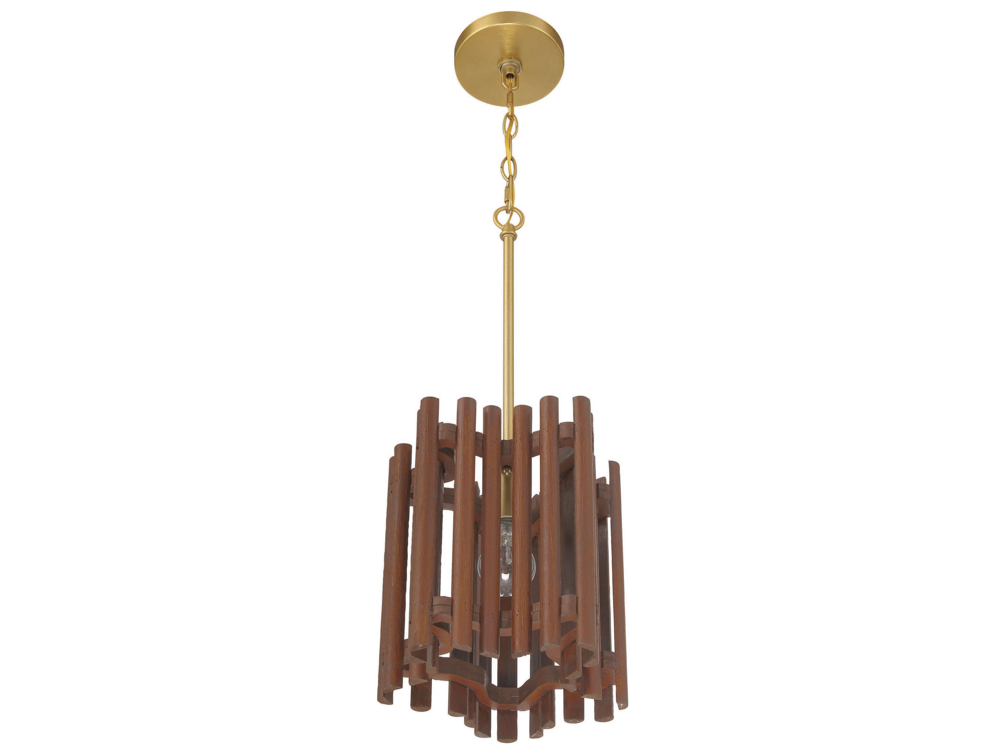 Craftmade Freeform 1-Light Satin Brass Walnut Brown Geometric Mini Pendant