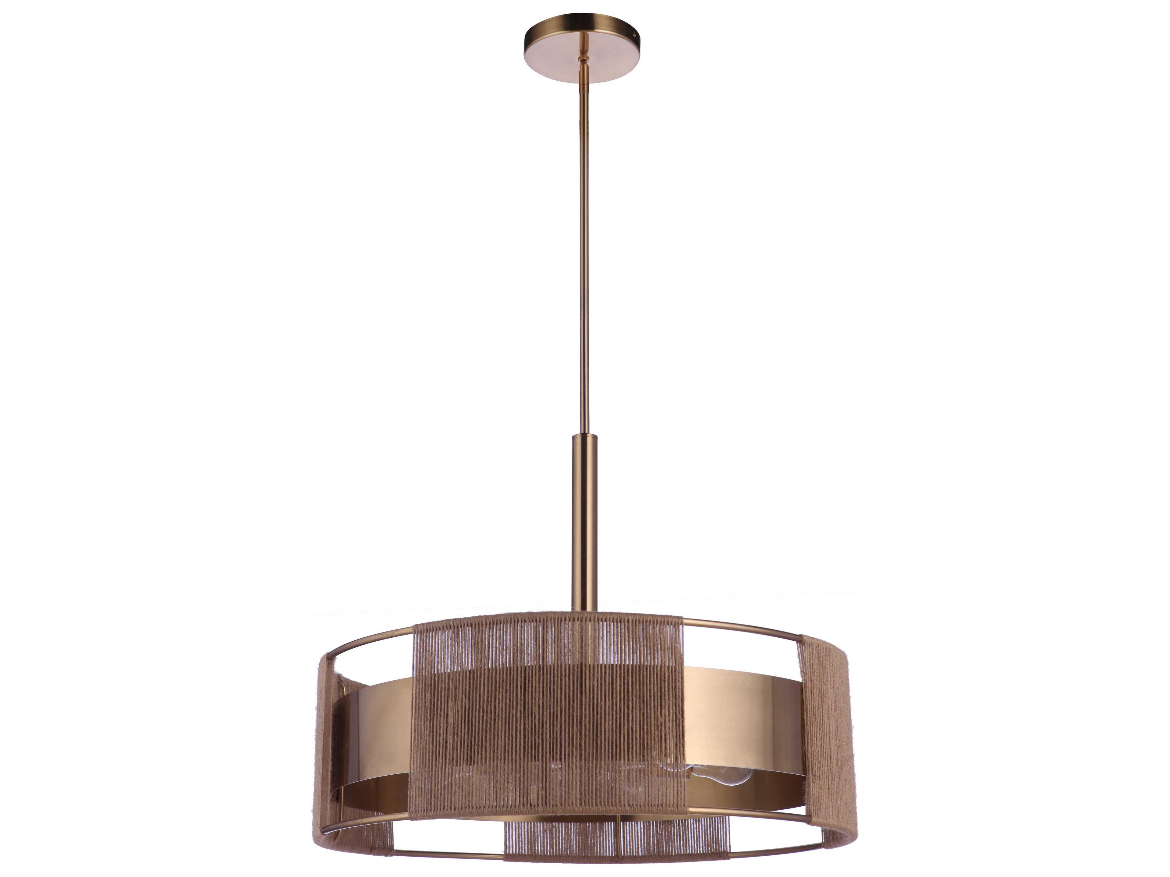 Kensey 6-Light Satin Brass Brown Drum Pendant