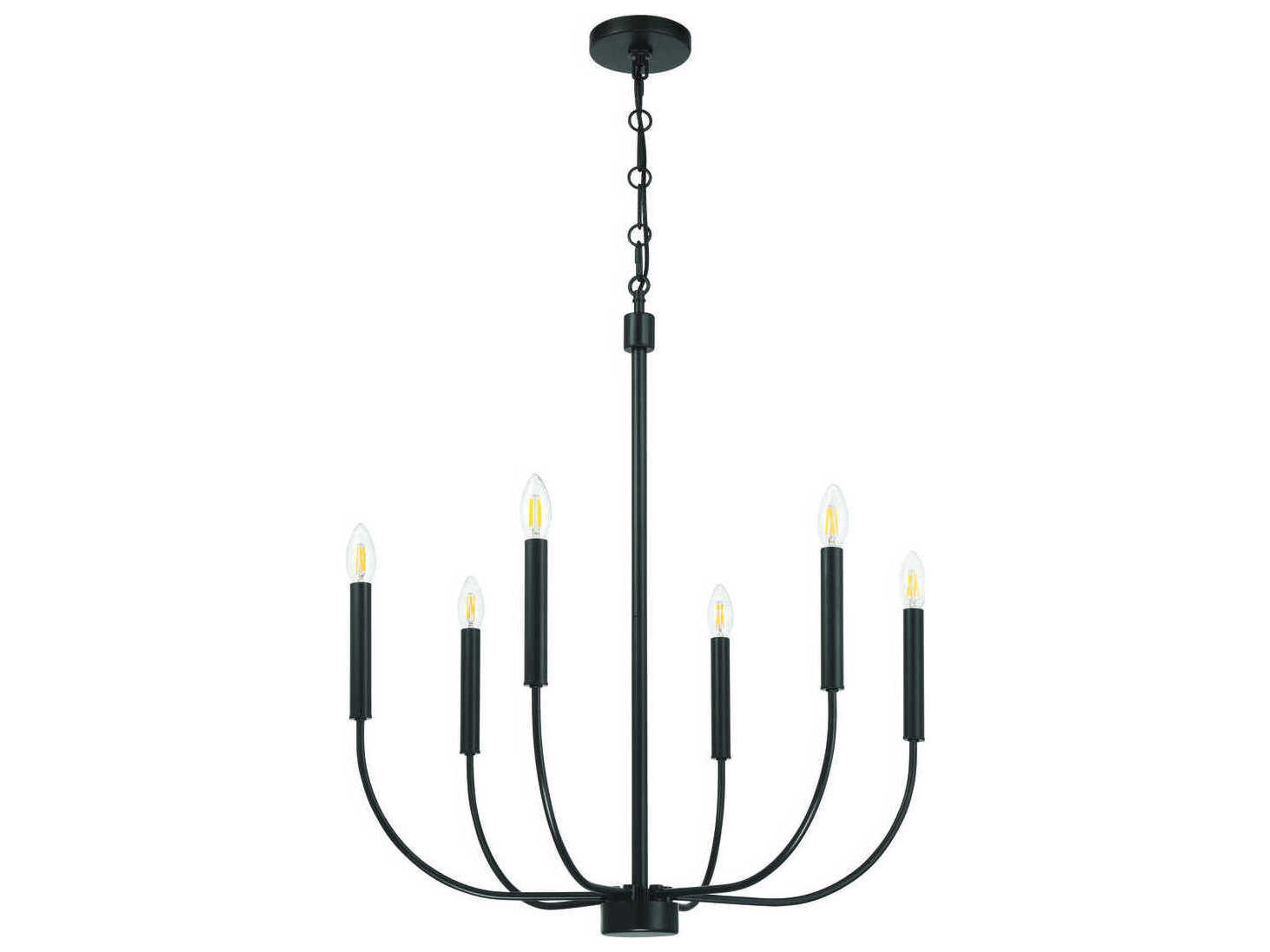 Traci 6-Light Flat Black Candelabra Chandelier