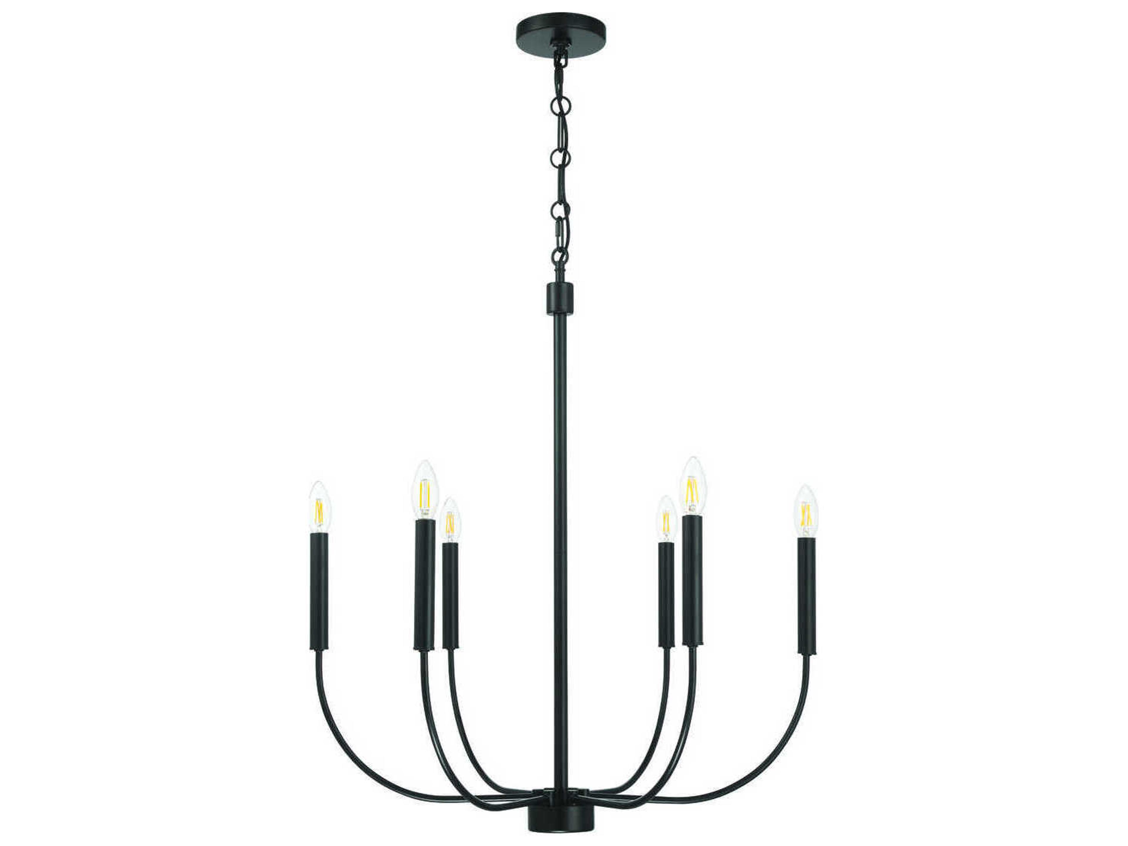 Craftmade Traci 6-Light Flat Black Candelabra Chandelier