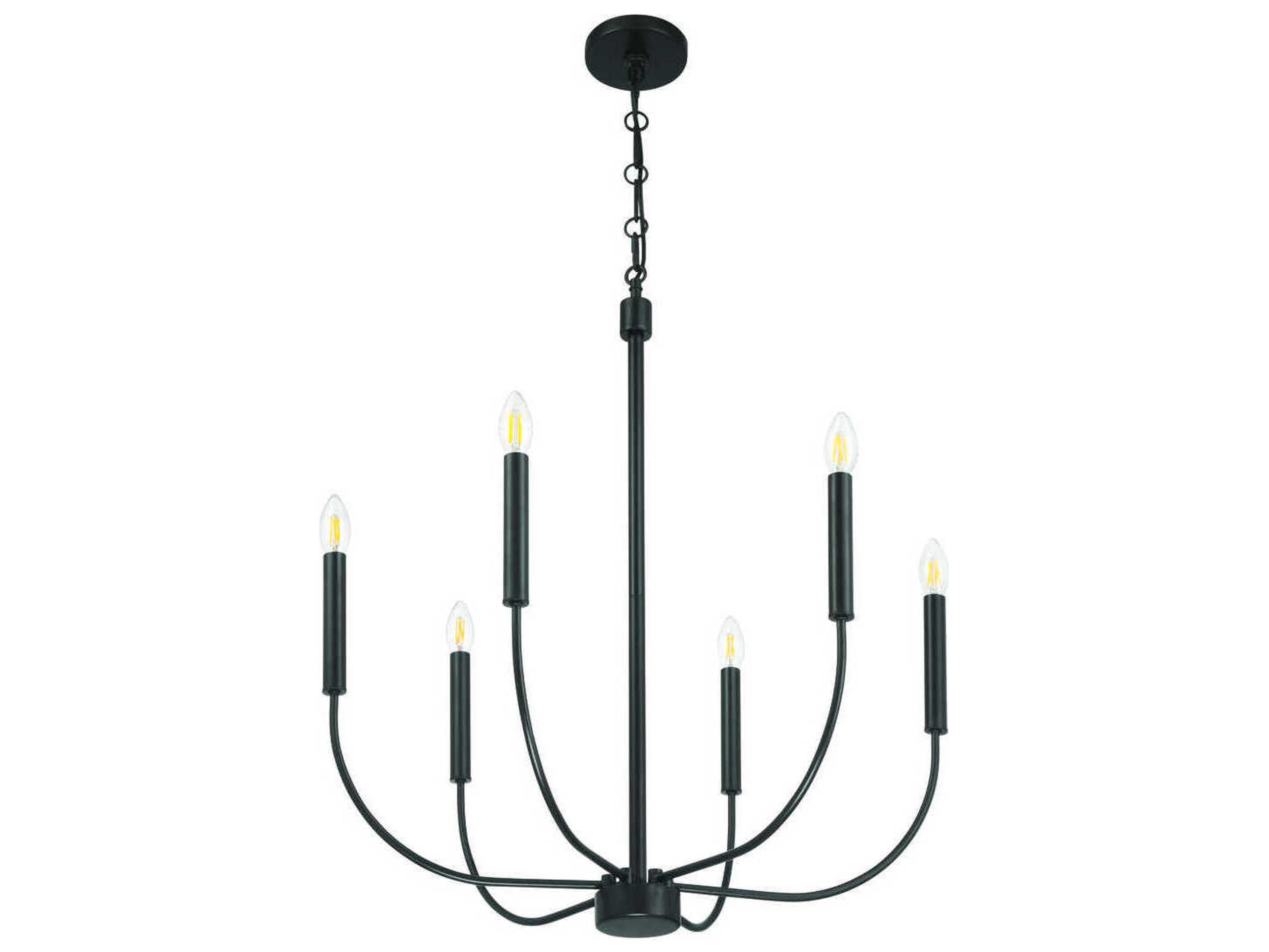 Craftmade Traci 6-Light Flat Black Candelabra Chandelier