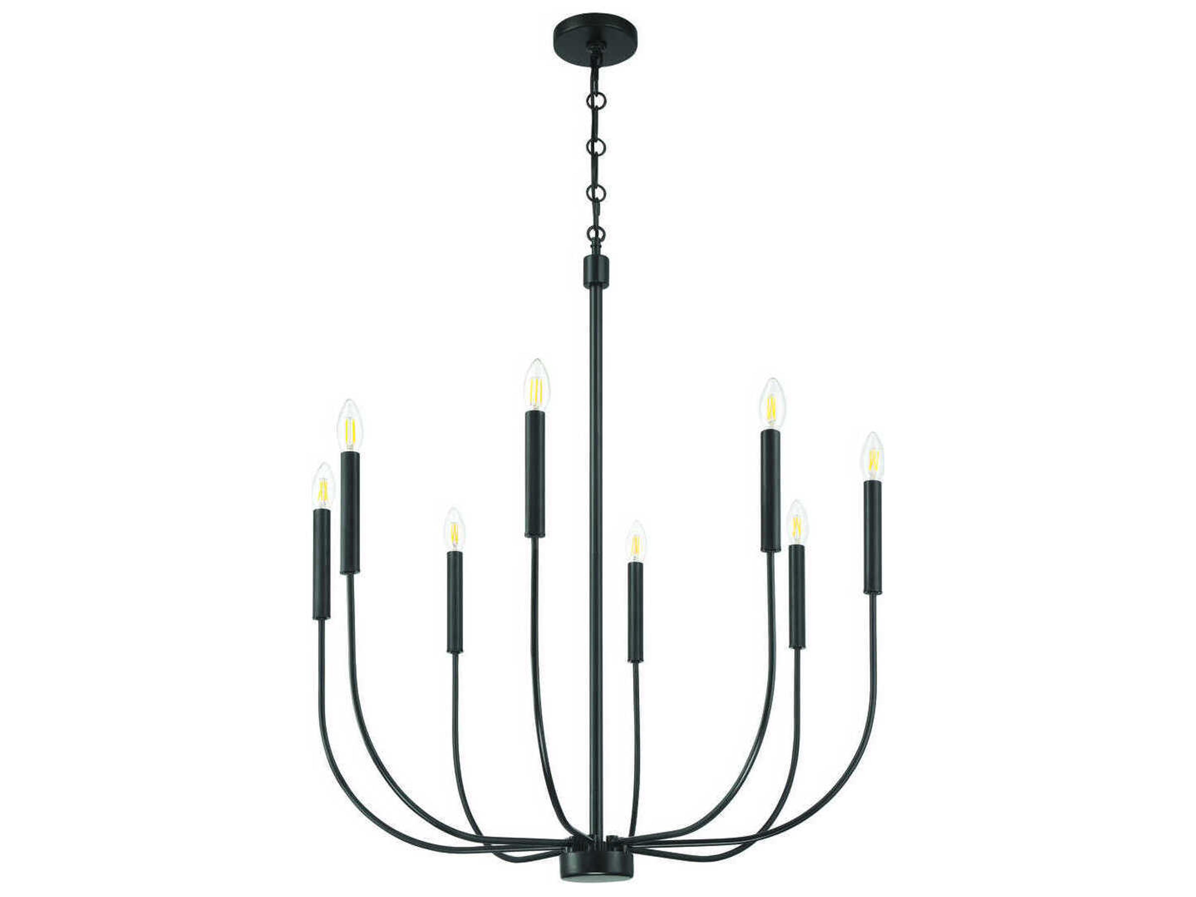 Traci 8-Light Flat Black Candelabra Chandelier