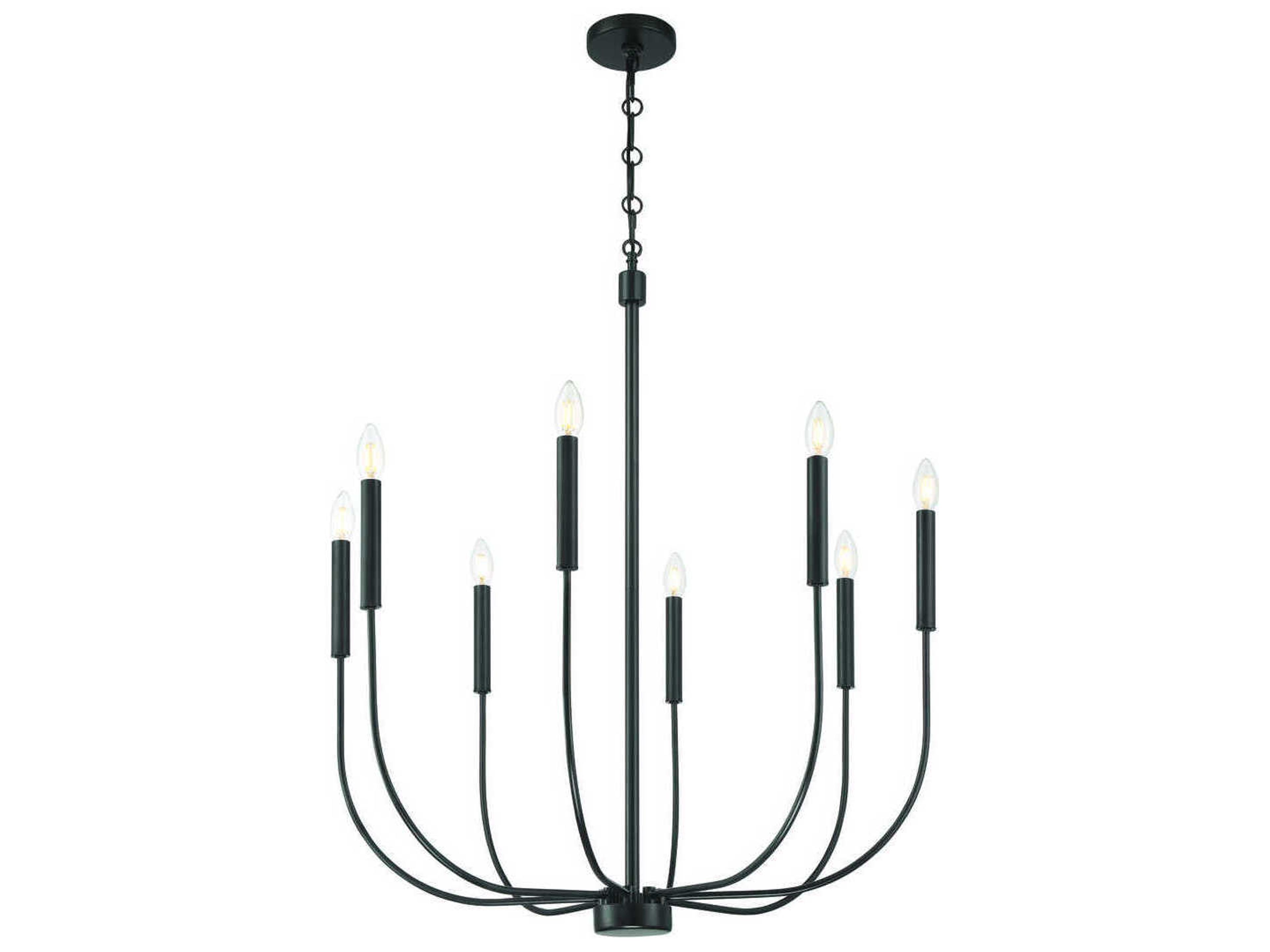 Craftmade Traci 8-Light Flat Black Candelabra Chandelier