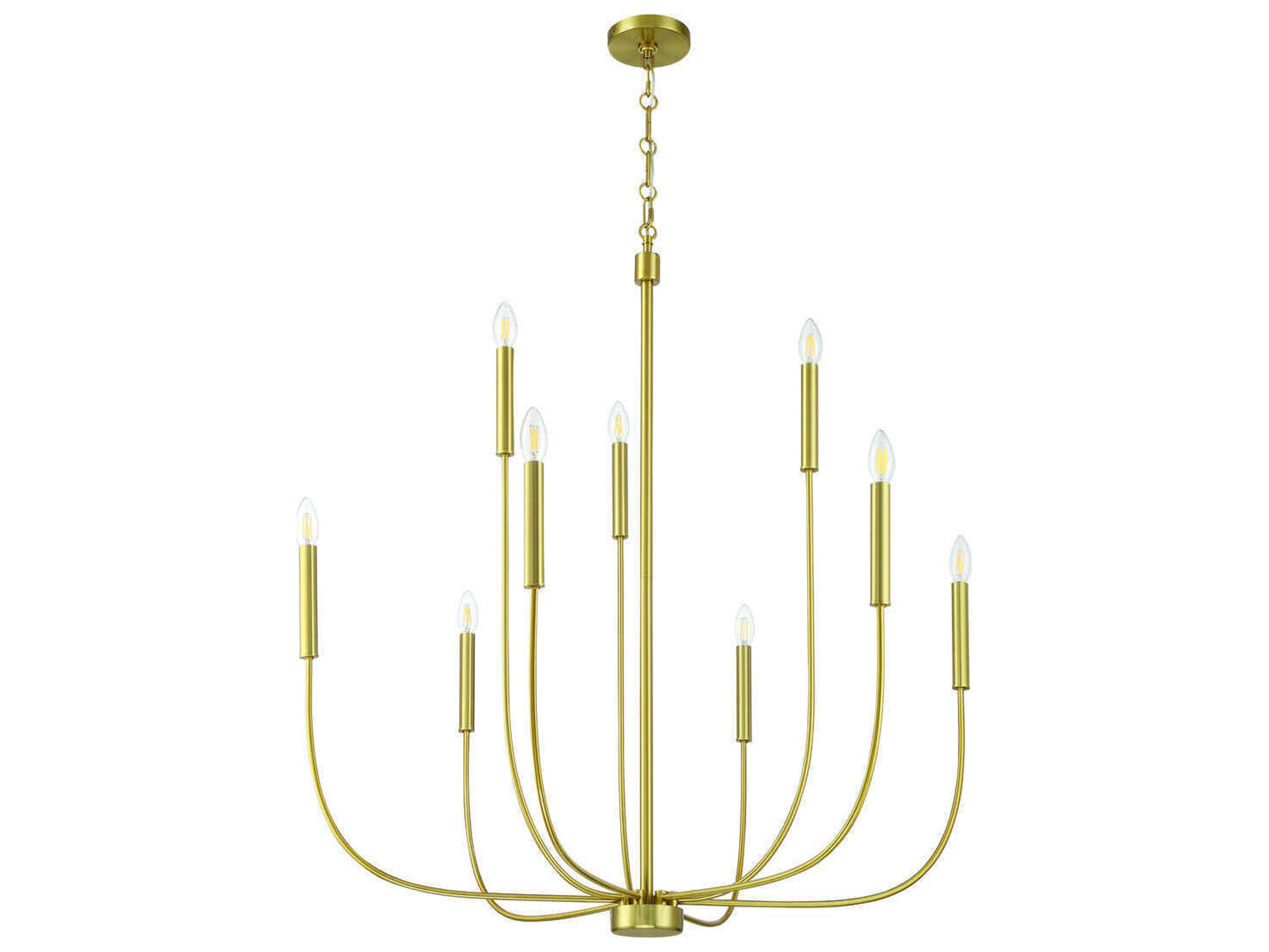 9-Light Traci Chandelier in Satin Brass