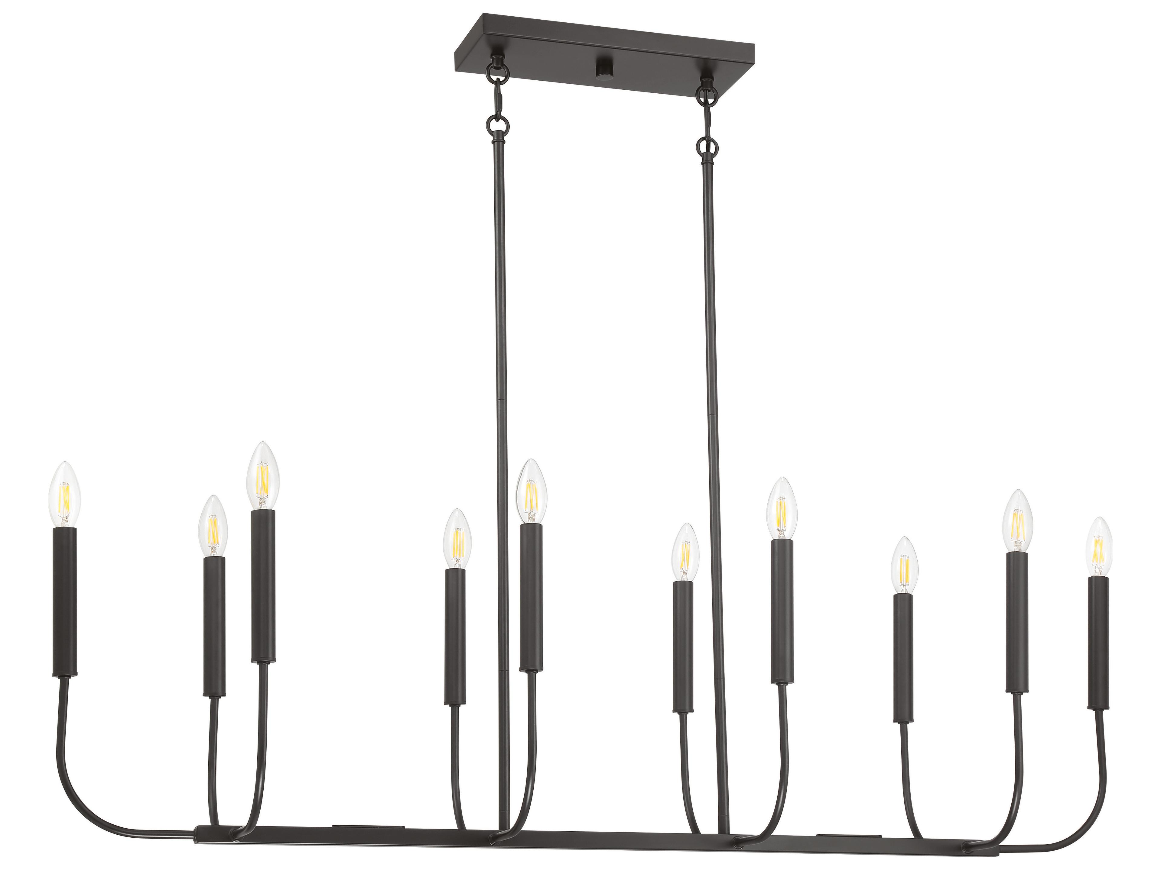 Traci 10-Light Flat Black Linear Island Pendant