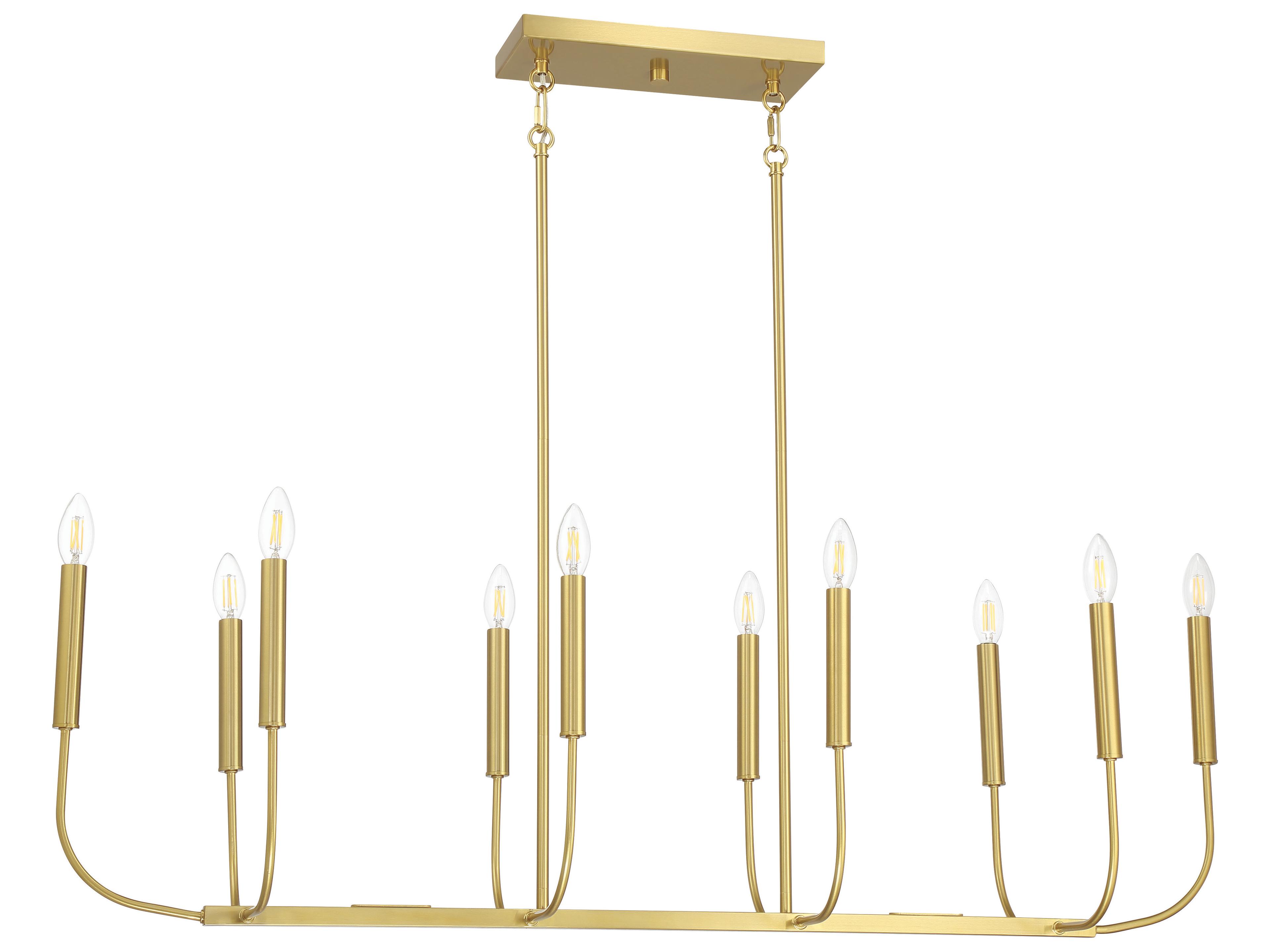 Traci 10-Light Satin Brass Linear Island Pendant
