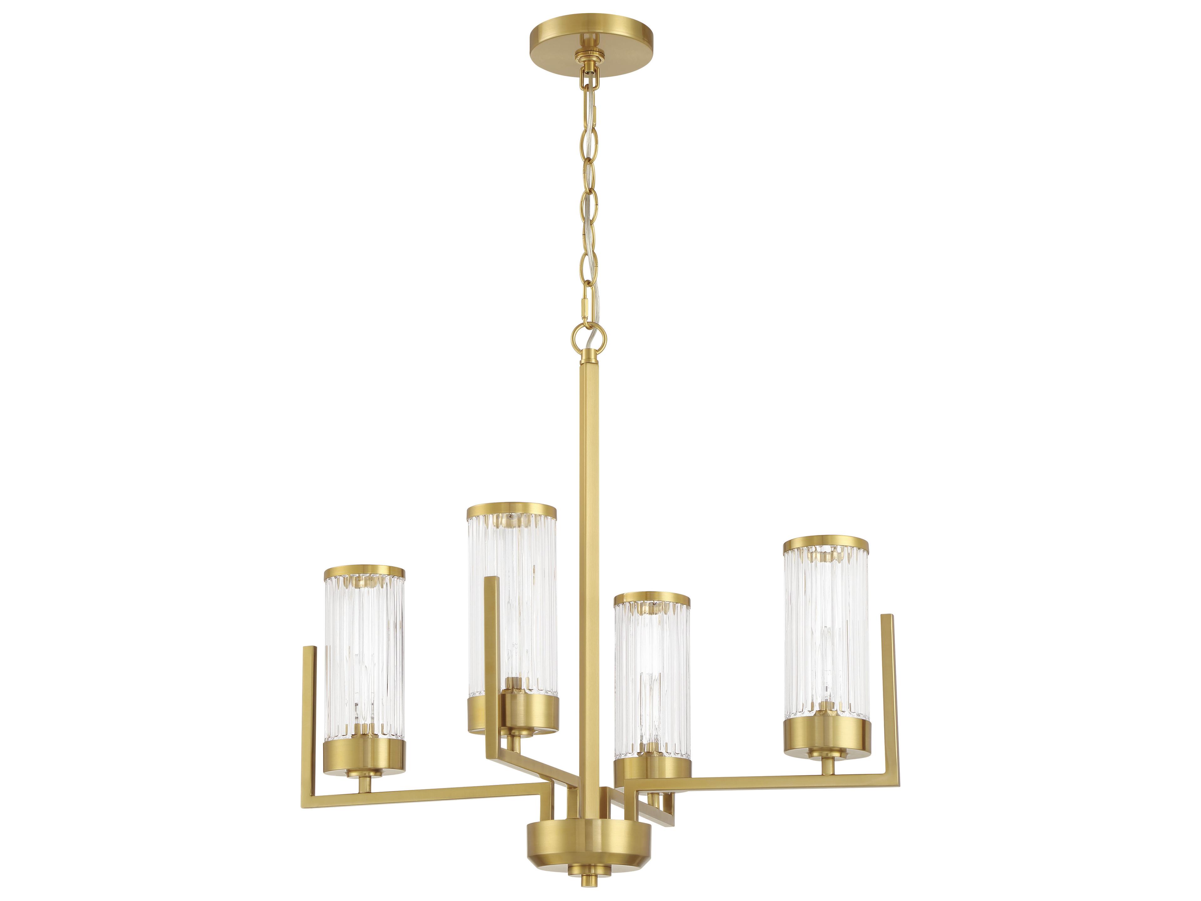 Whittley 4-Light Satin Brass Candelabra Cylinder Chandelier