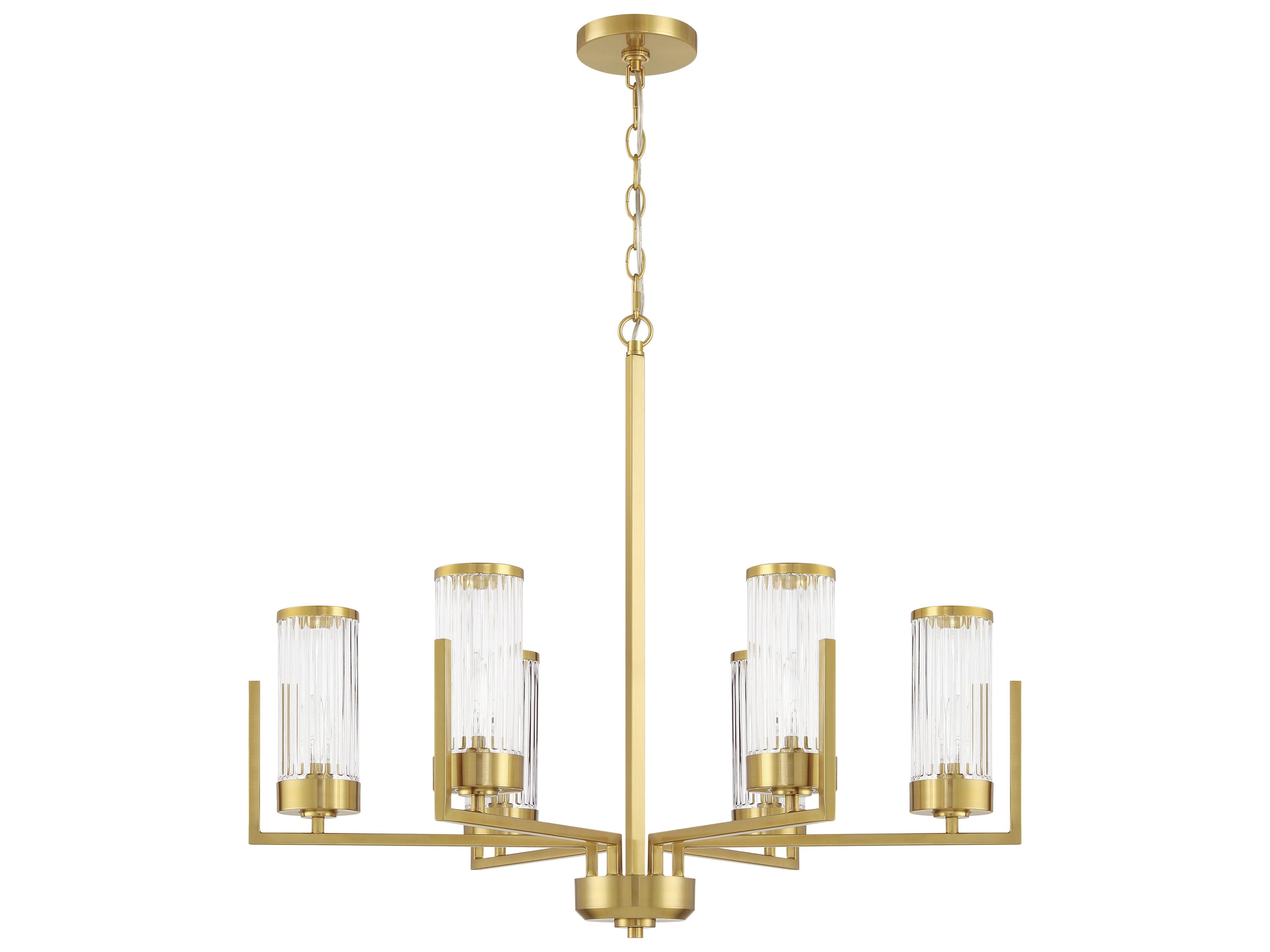 Craftmade Whittley 6-Light Satin Brass Candelabra Cylinder Chandelier