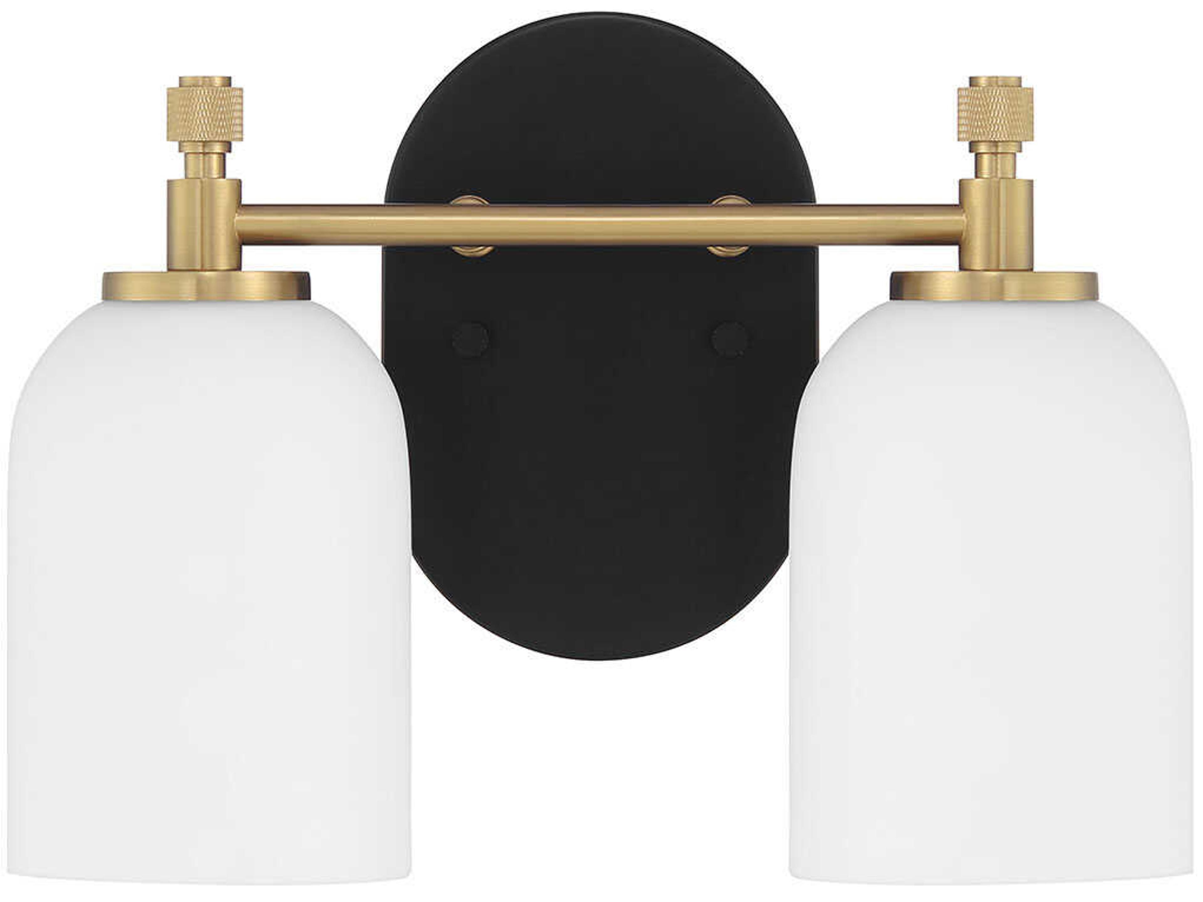 Craftmade Council 2-Light Flat Black Satin Brass Vanity Light