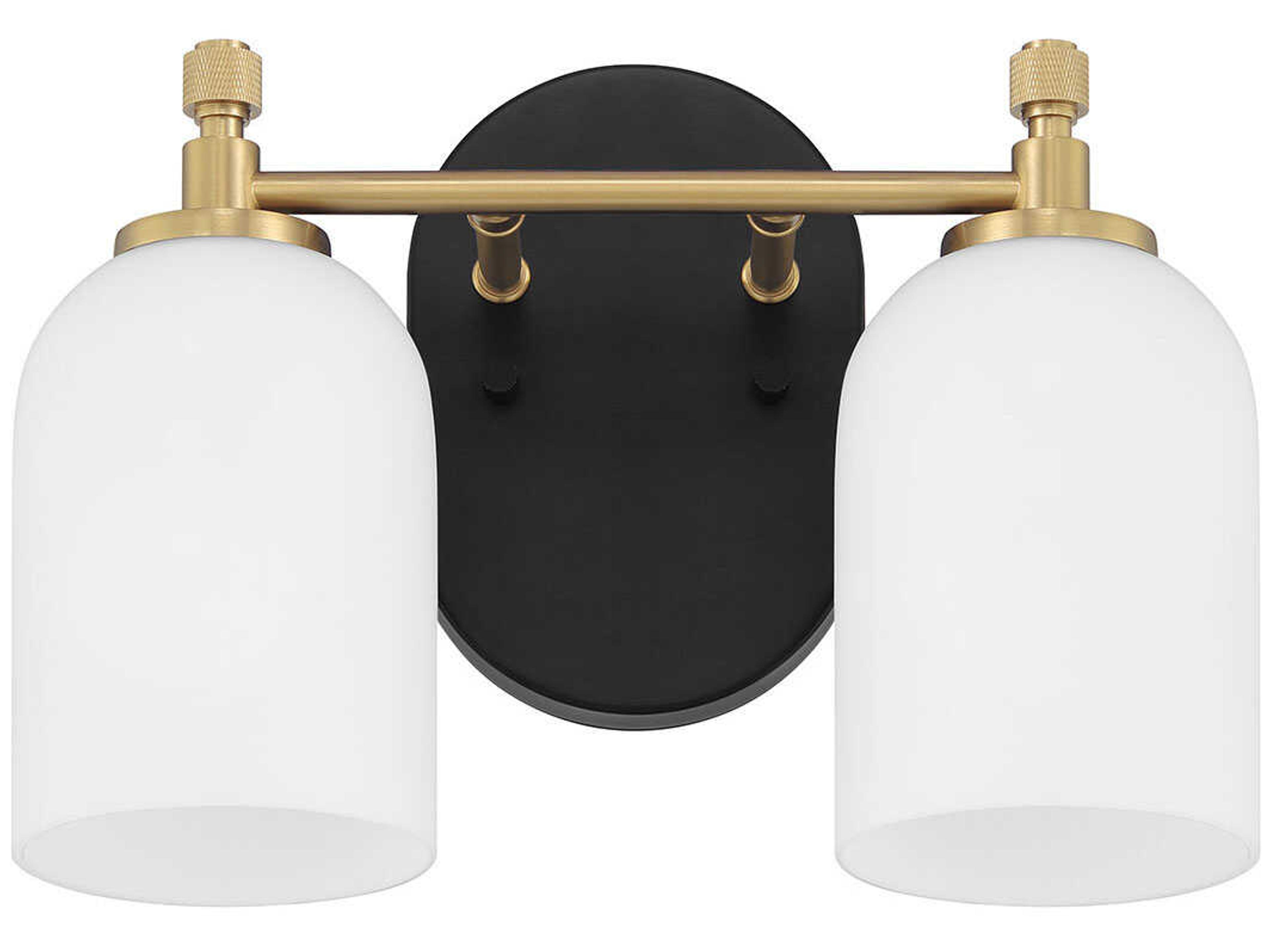 Craftmade Council 2-Light Flat Black Satin Brass Vanity Light