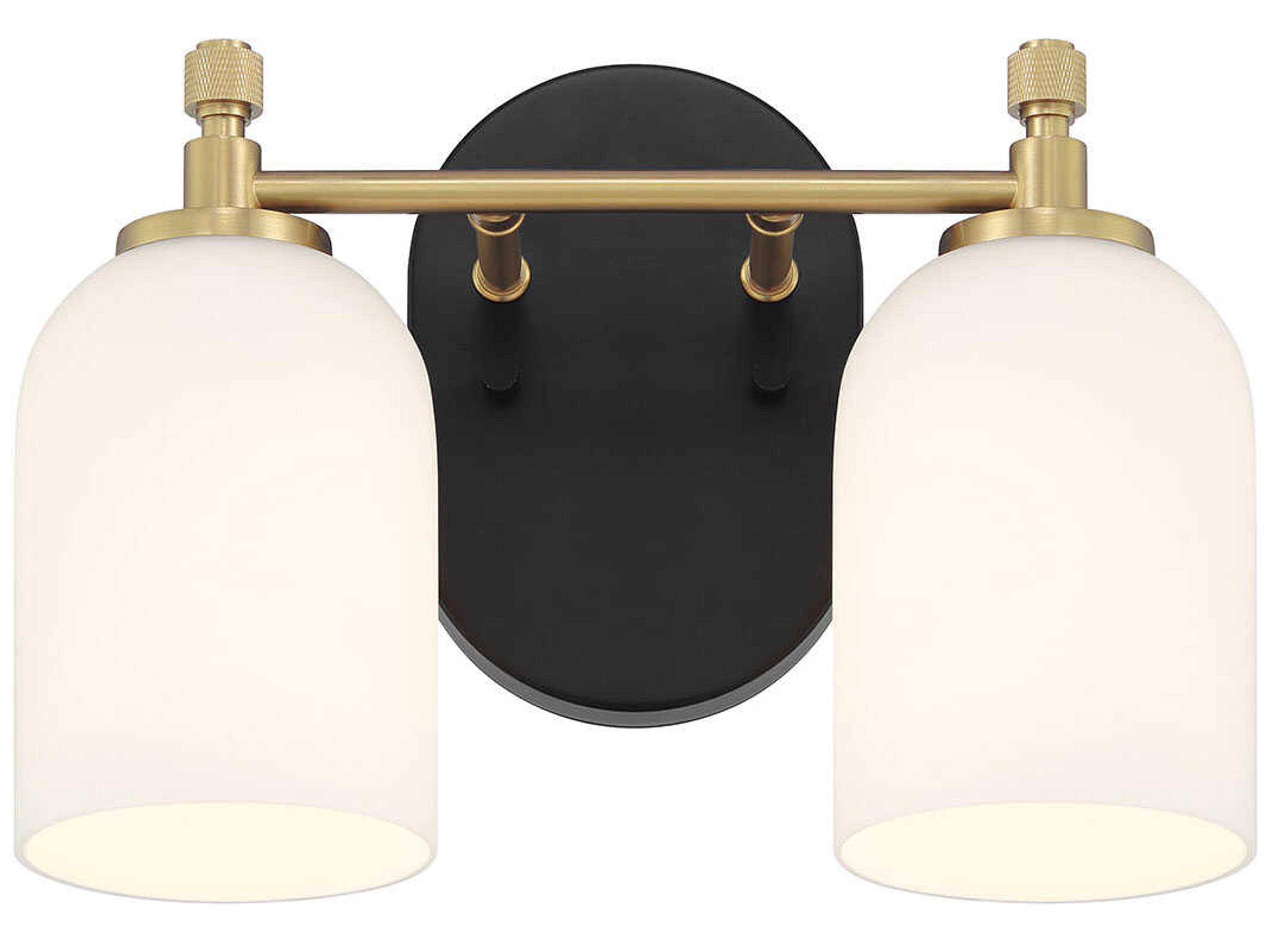 Craftmade Council 2-Light Flat Black Satin Brass Vanity Light