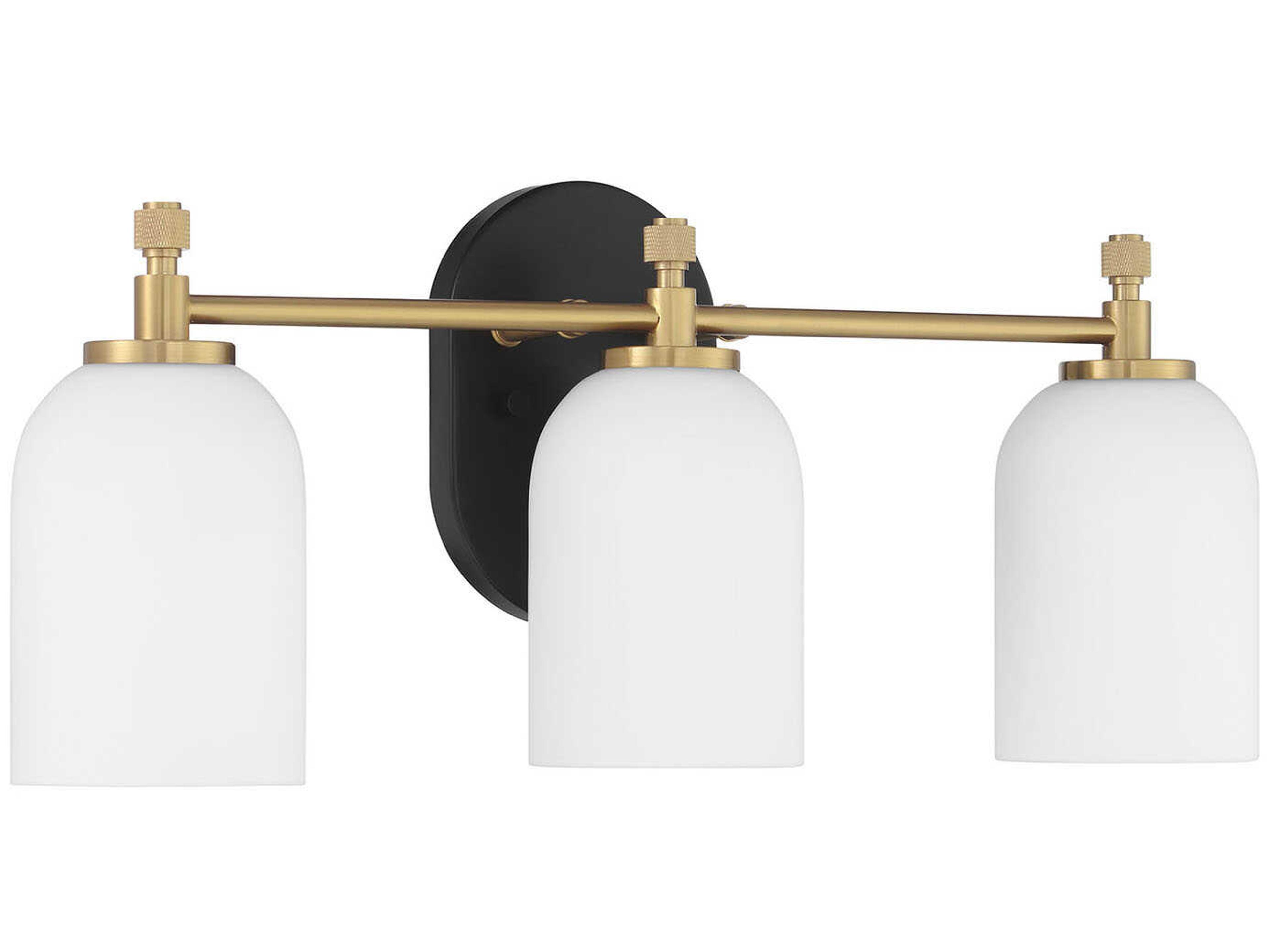 Council 3-Light Flat Black Satin Brass Vanity Light