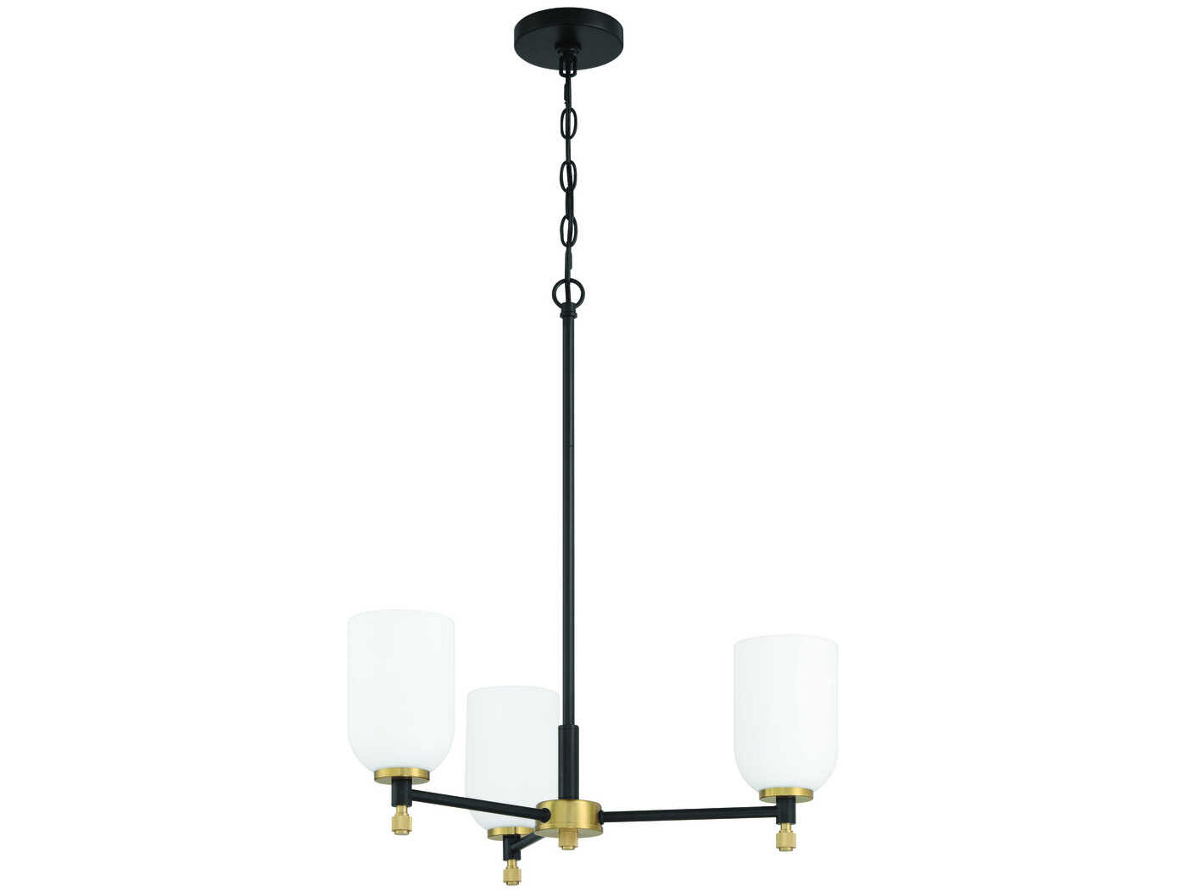 Council 3-Light Flat Black Satin Brass Cylinder Chandelier