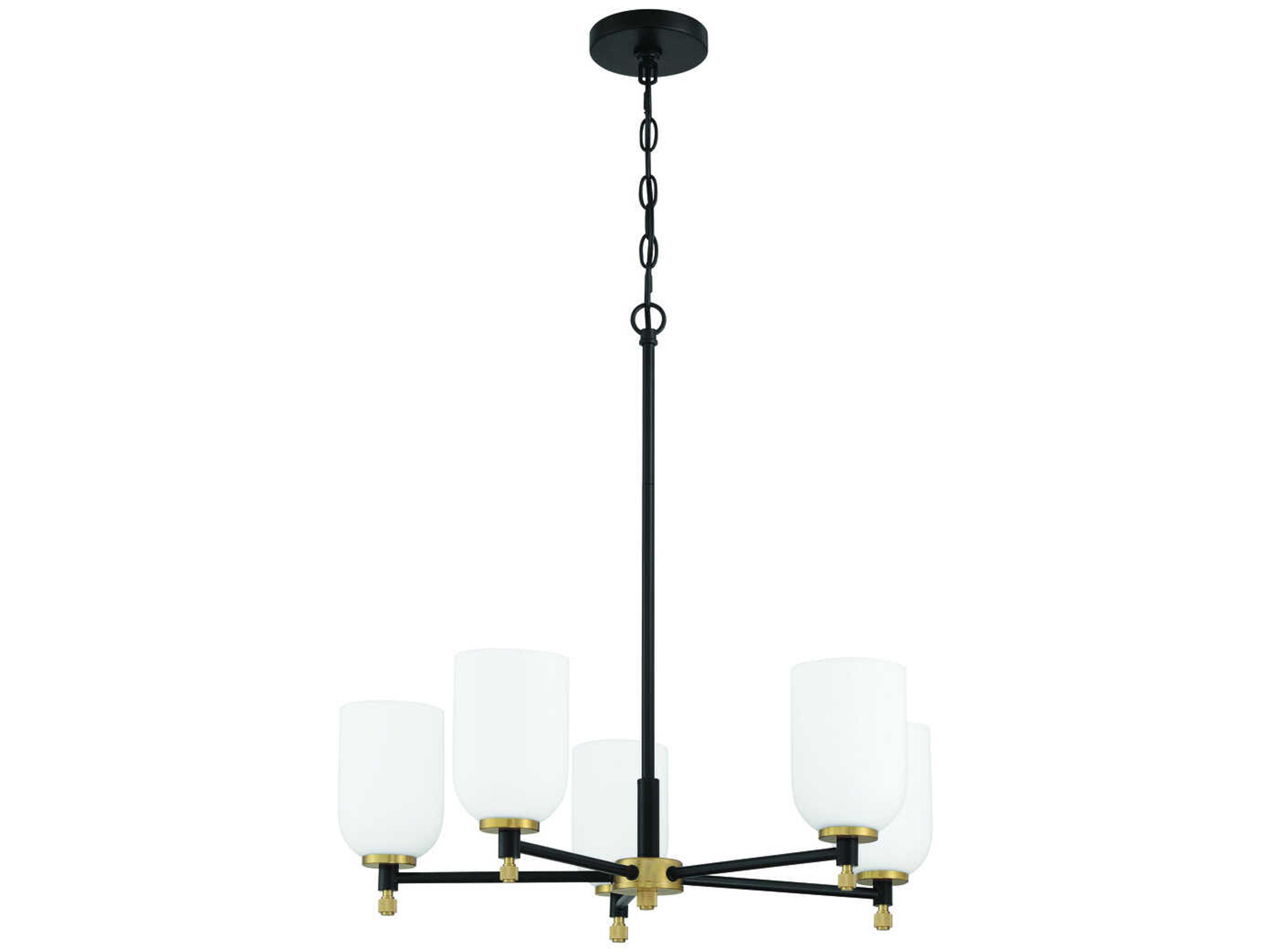 Council 5-Light Flat Black Satin Brass Cylinder Chandelier
