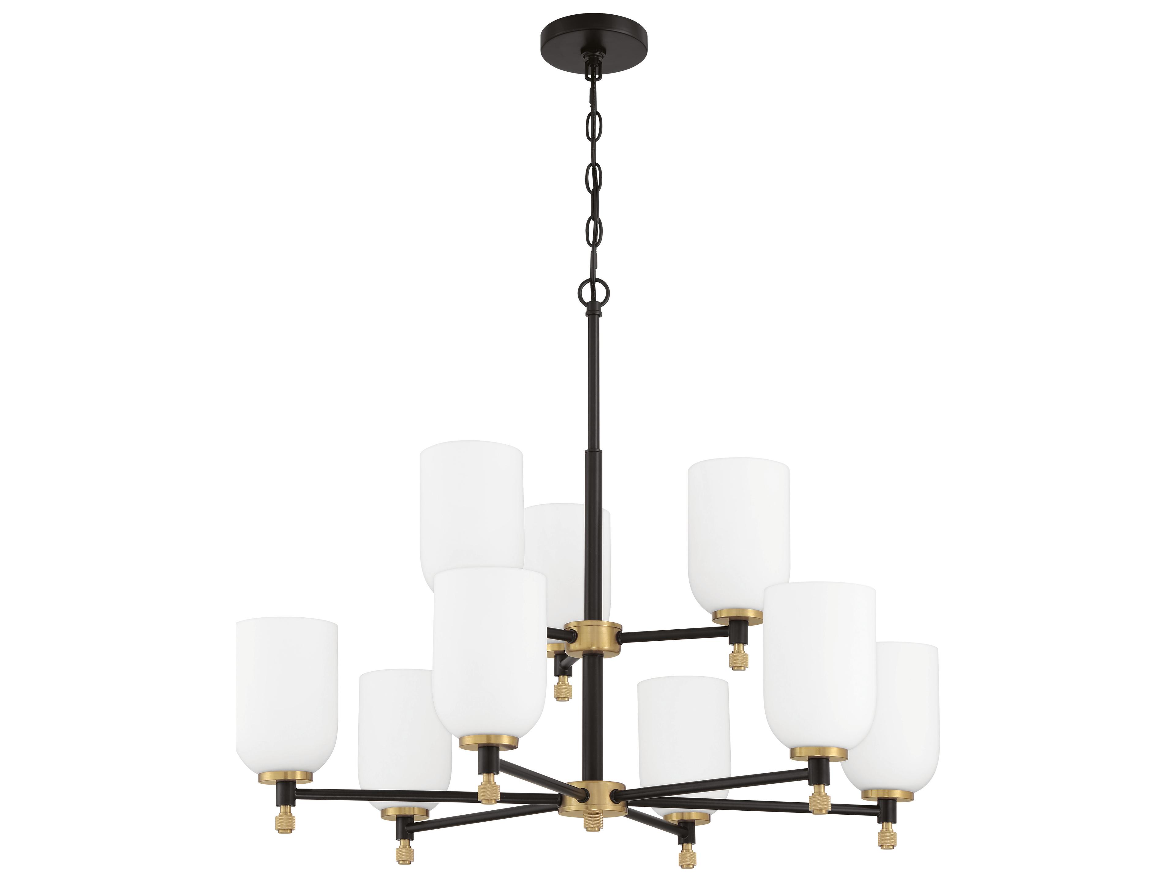 Council 9-Light Flat Black satin Brass Candelabra Tiered Chandelier