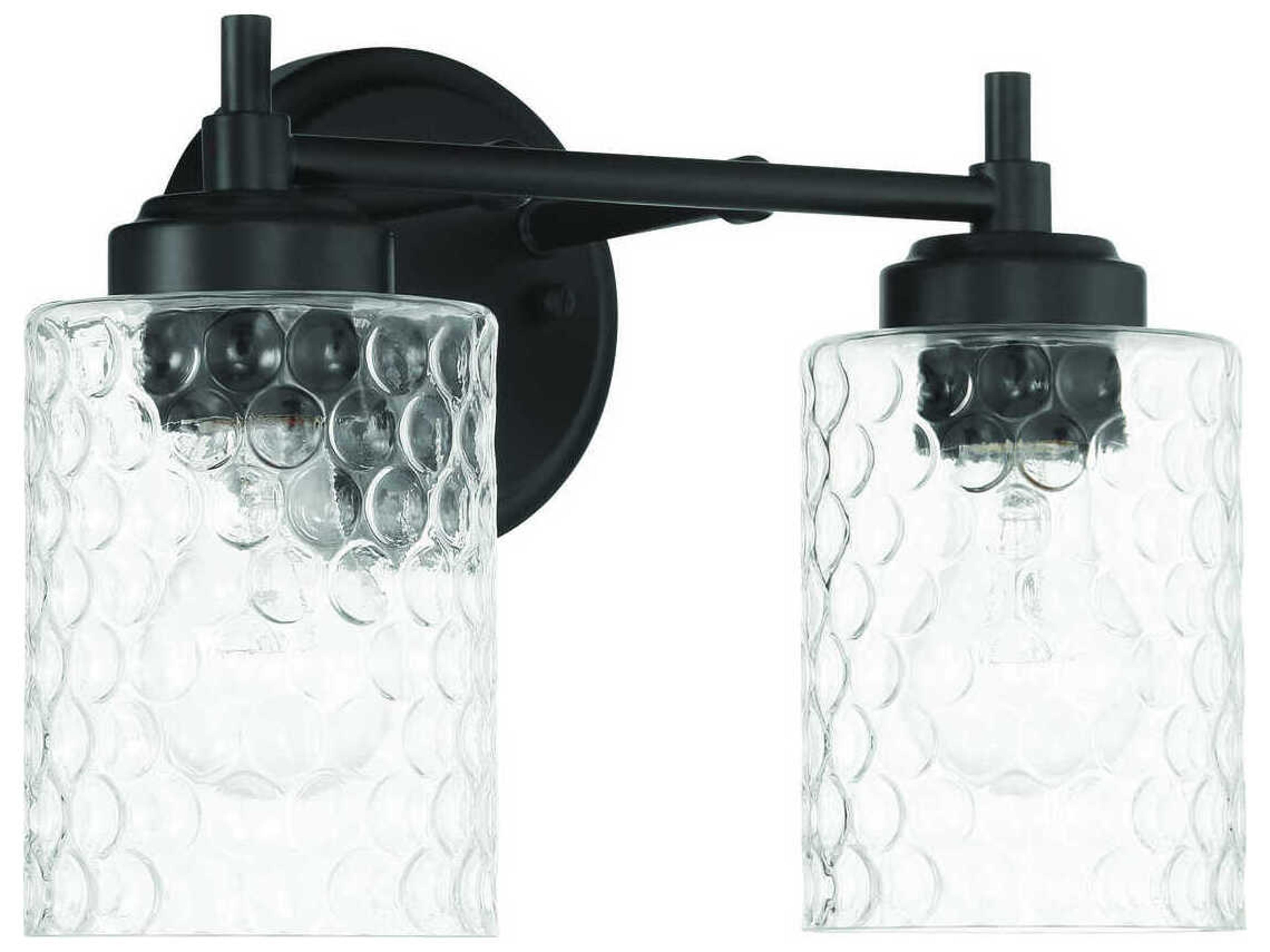 Claire 2-Light Flat Black Vanity Light