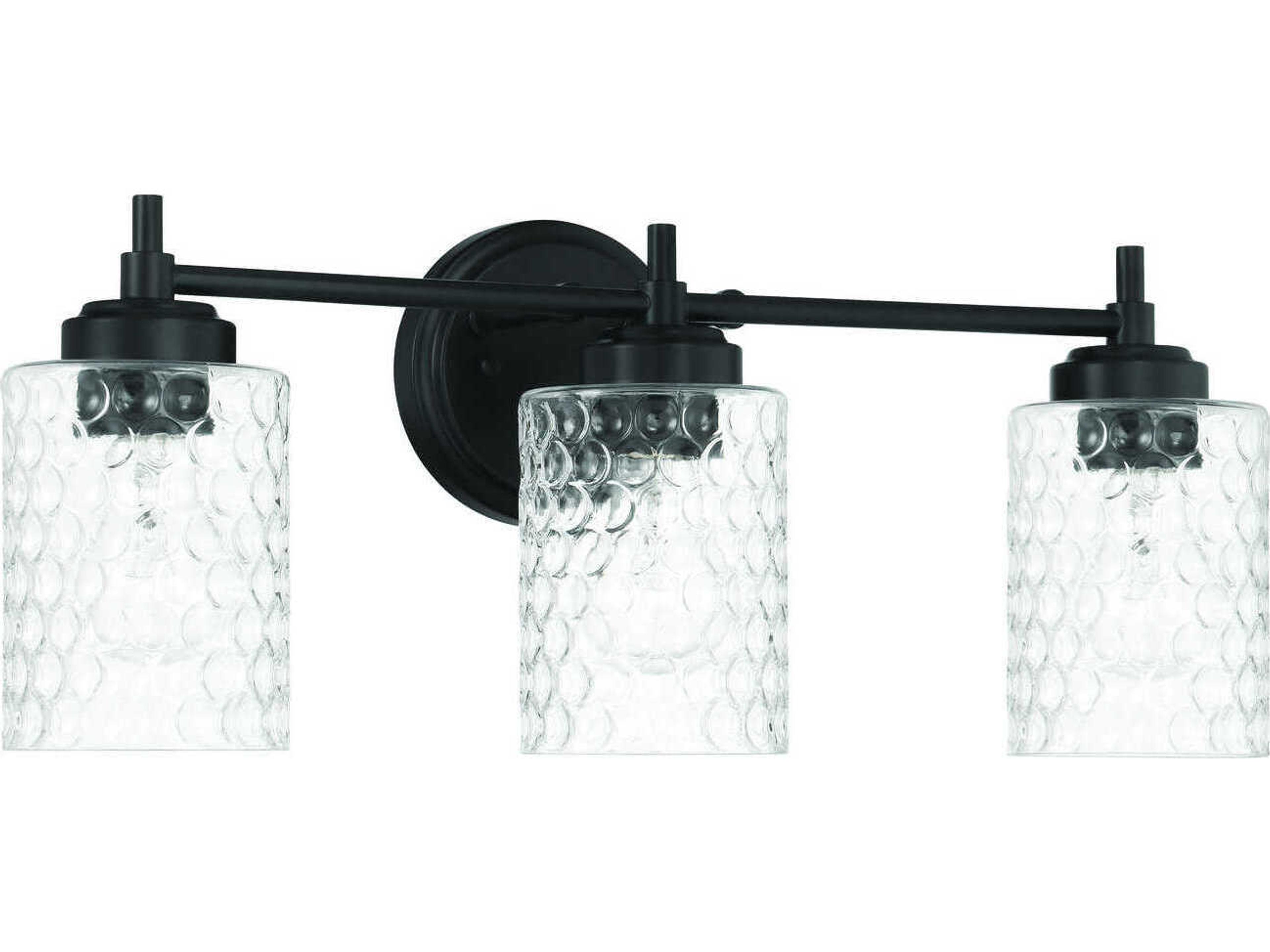 Claire 3-Light Flat Black Vanity Light