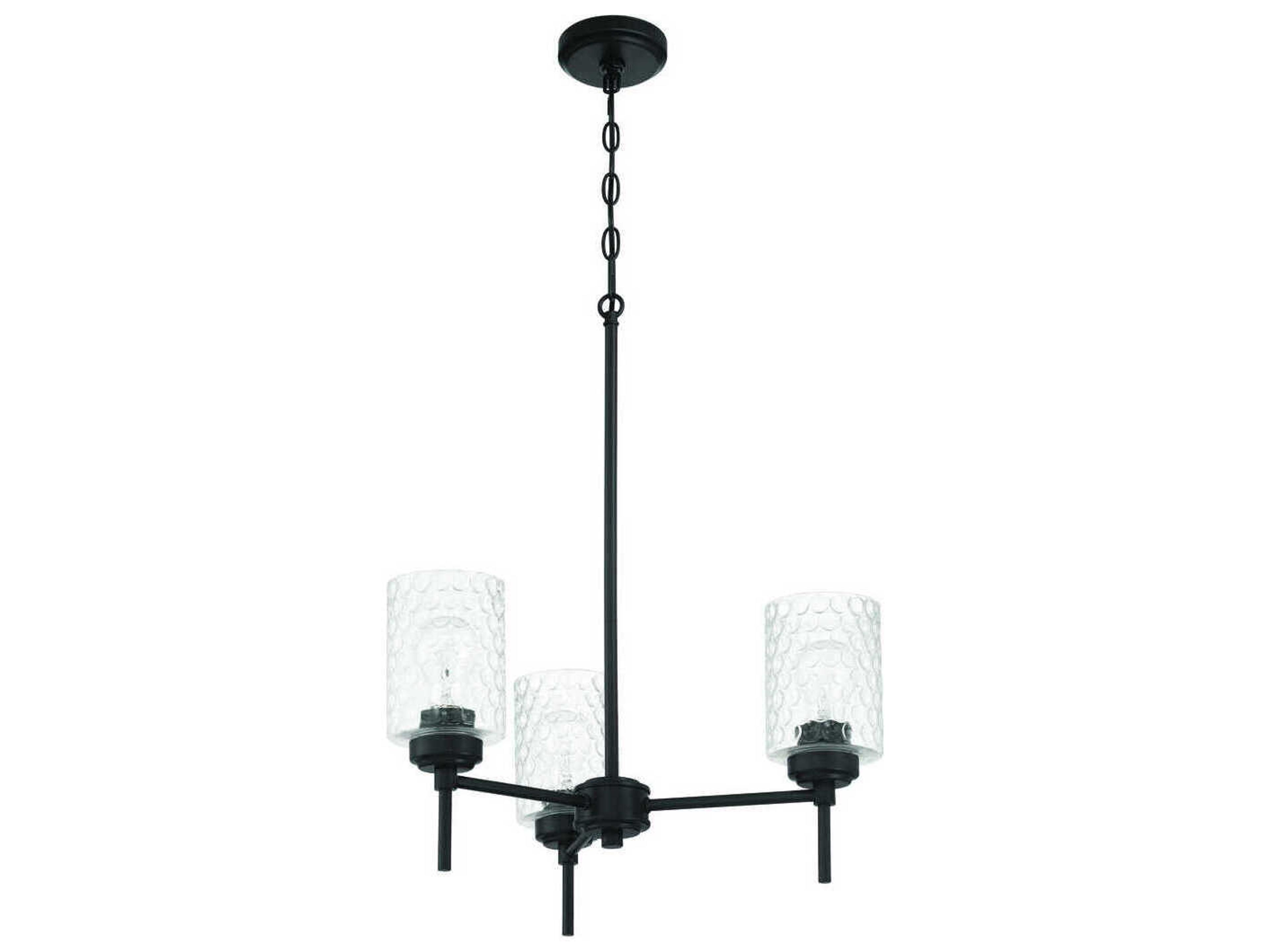 Claire 3-Light Flat Black Cylinder Chandelier
