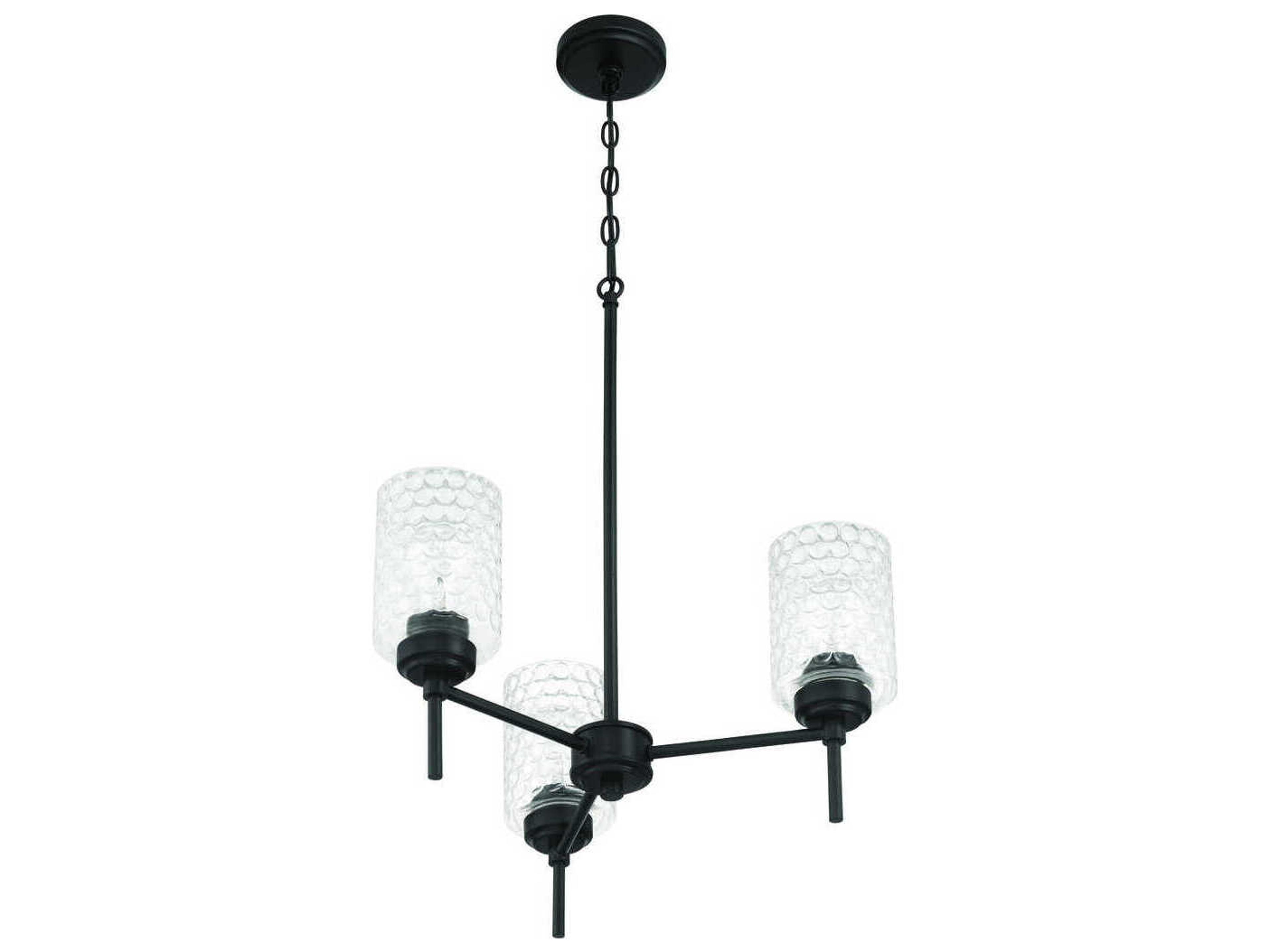 Craftmade Claire 3-Light Flat Black Cylinder Chandelier