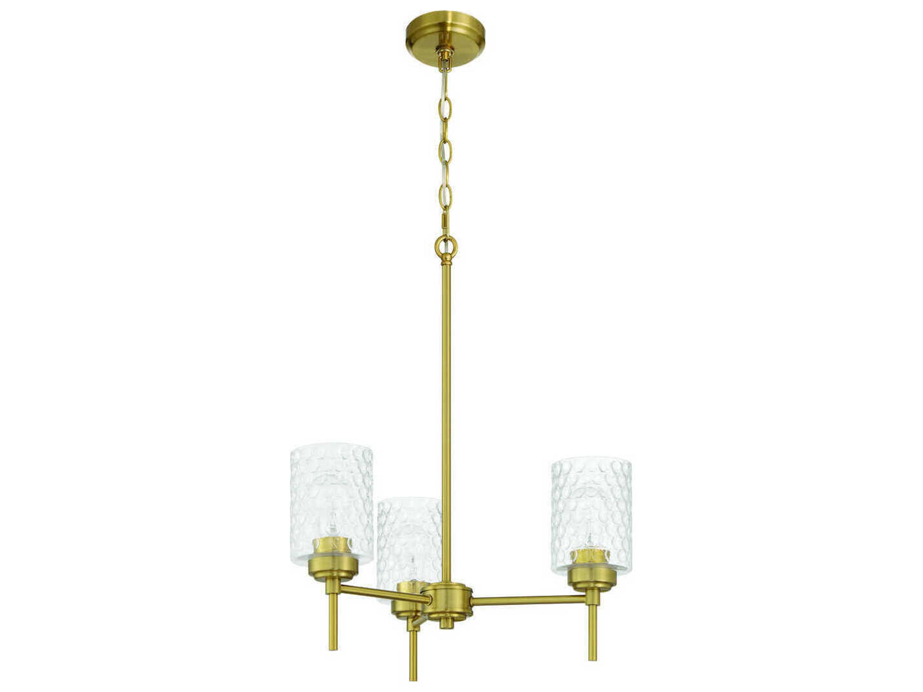 Claire 3-Light Satin Brass Cylinder Chandelier