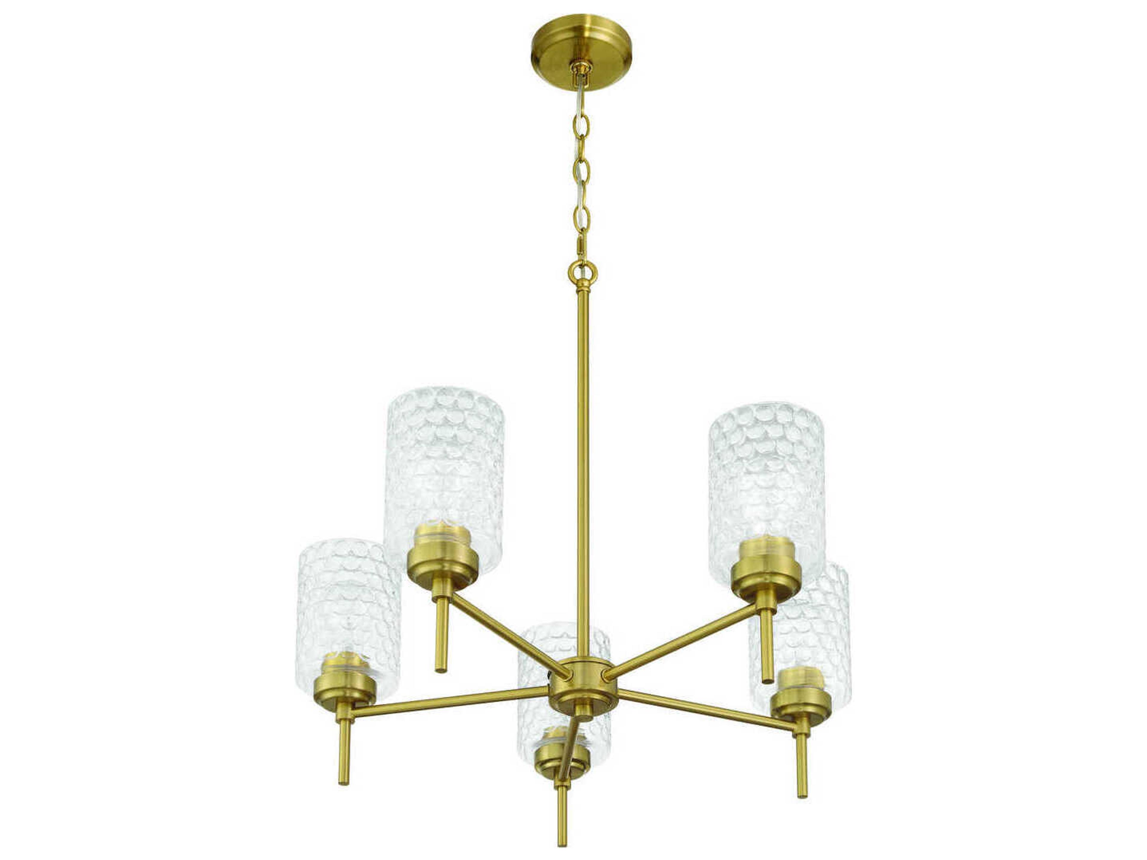 Craftmade Claire 5-Light Satin Brass Cylinder Chandelier