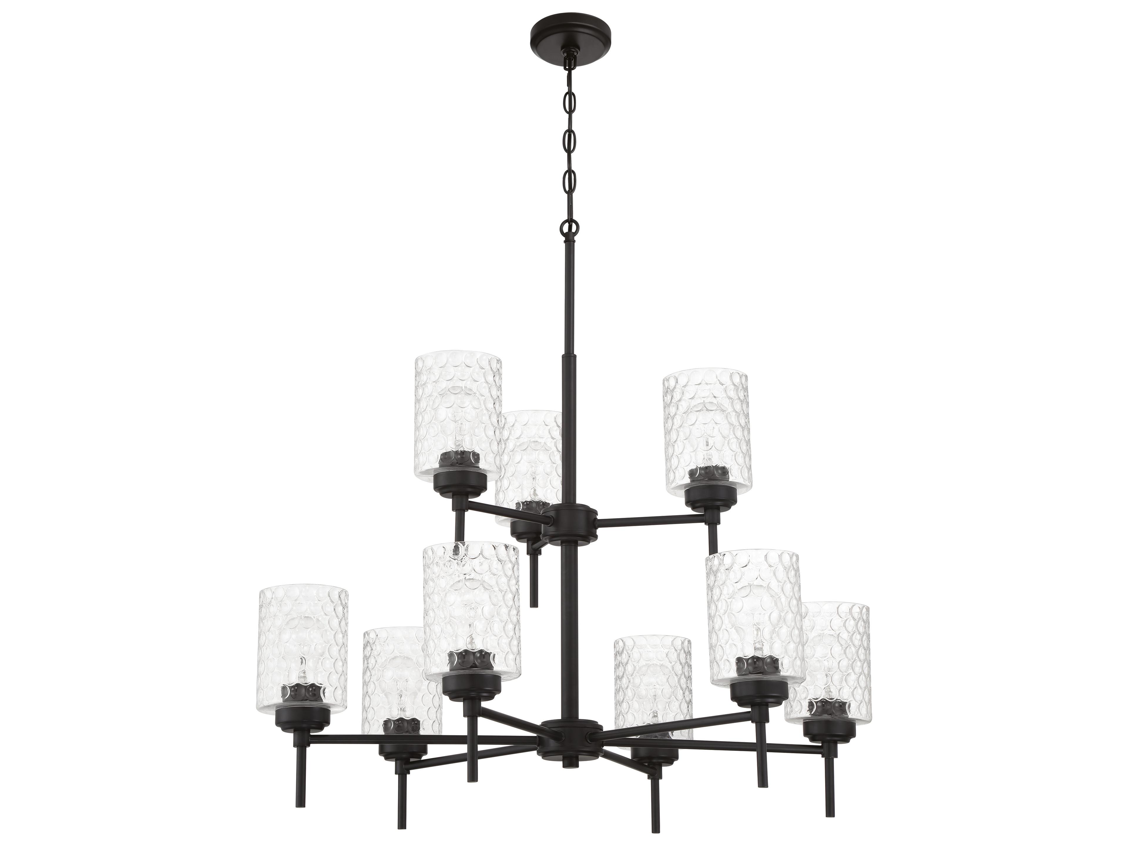 Claire 9-Light Flat Black Candelabra Cylinder Tiered Chandelier