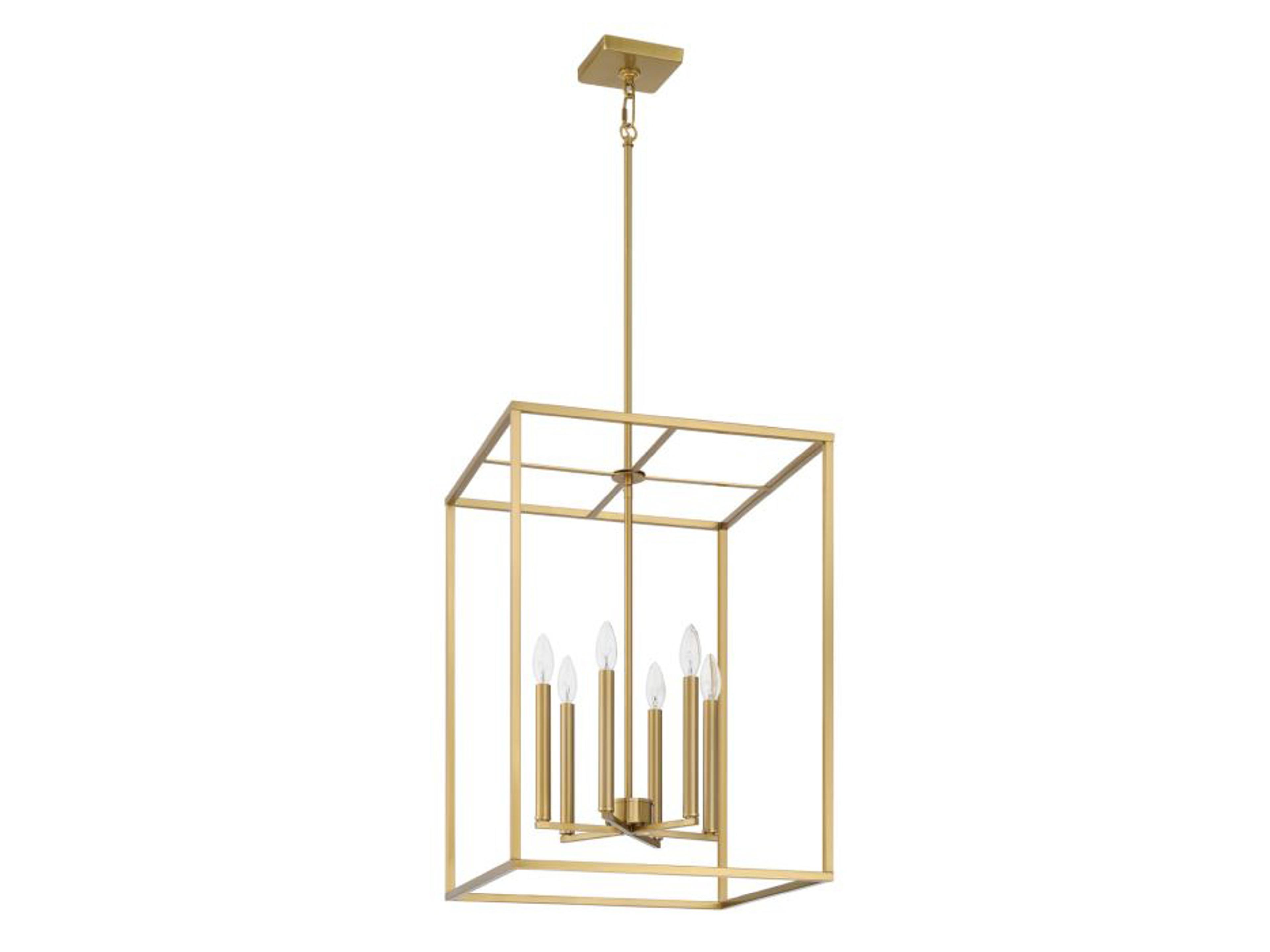 Signature Foyer 6-Light Satin Brass Geometric Pendant