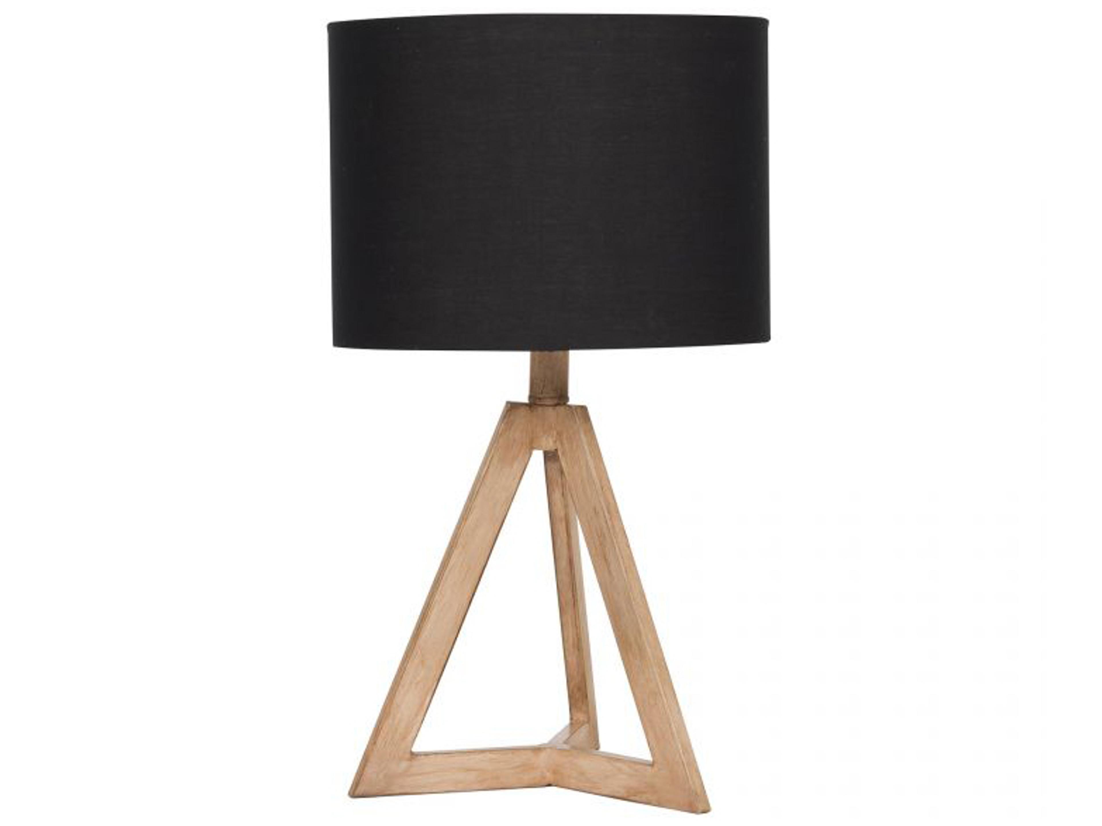 Natural Wood Black Fabric Table Lamp
