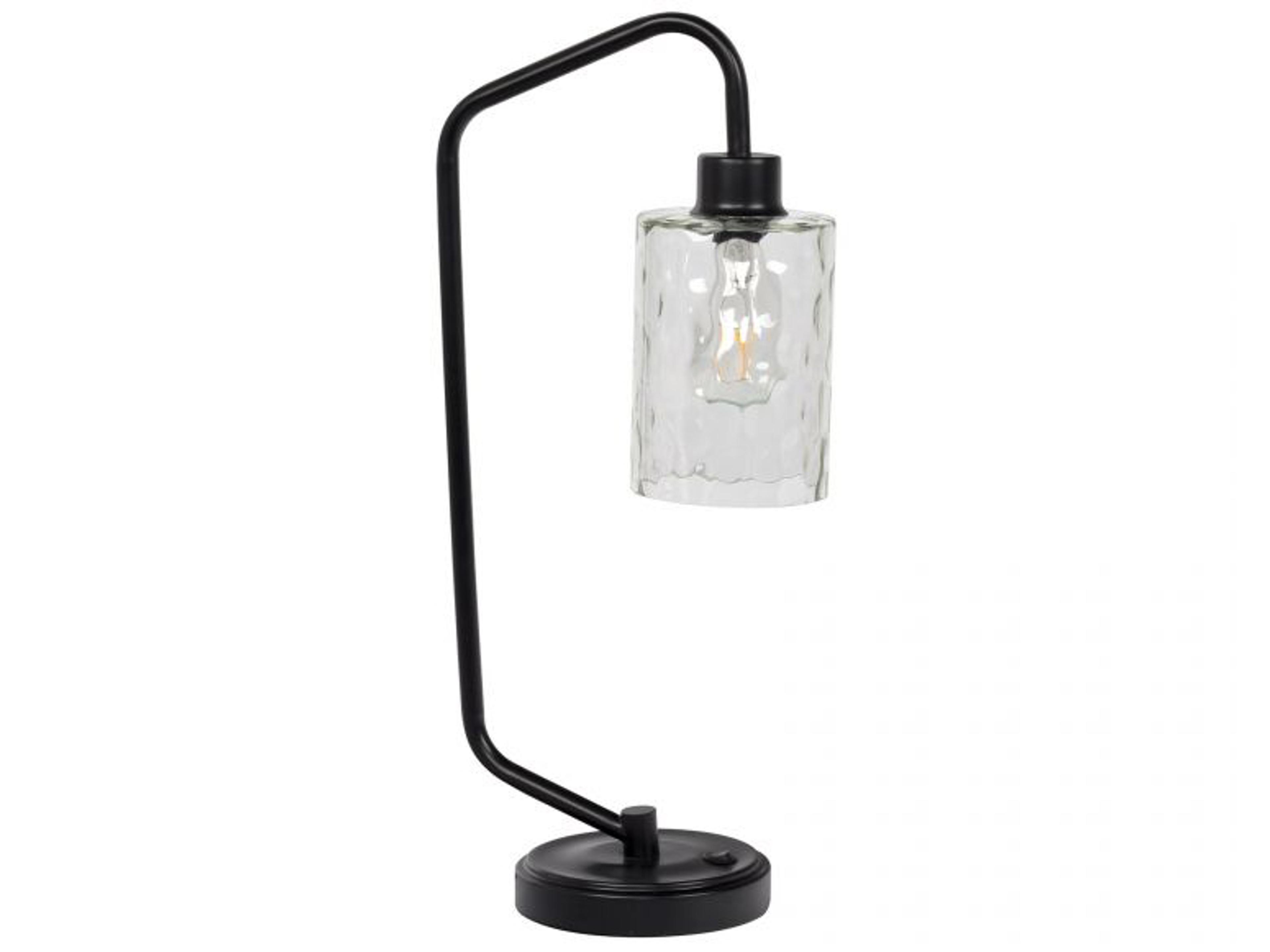 Craftmade Flat Black Hammered Glass Table Lamp