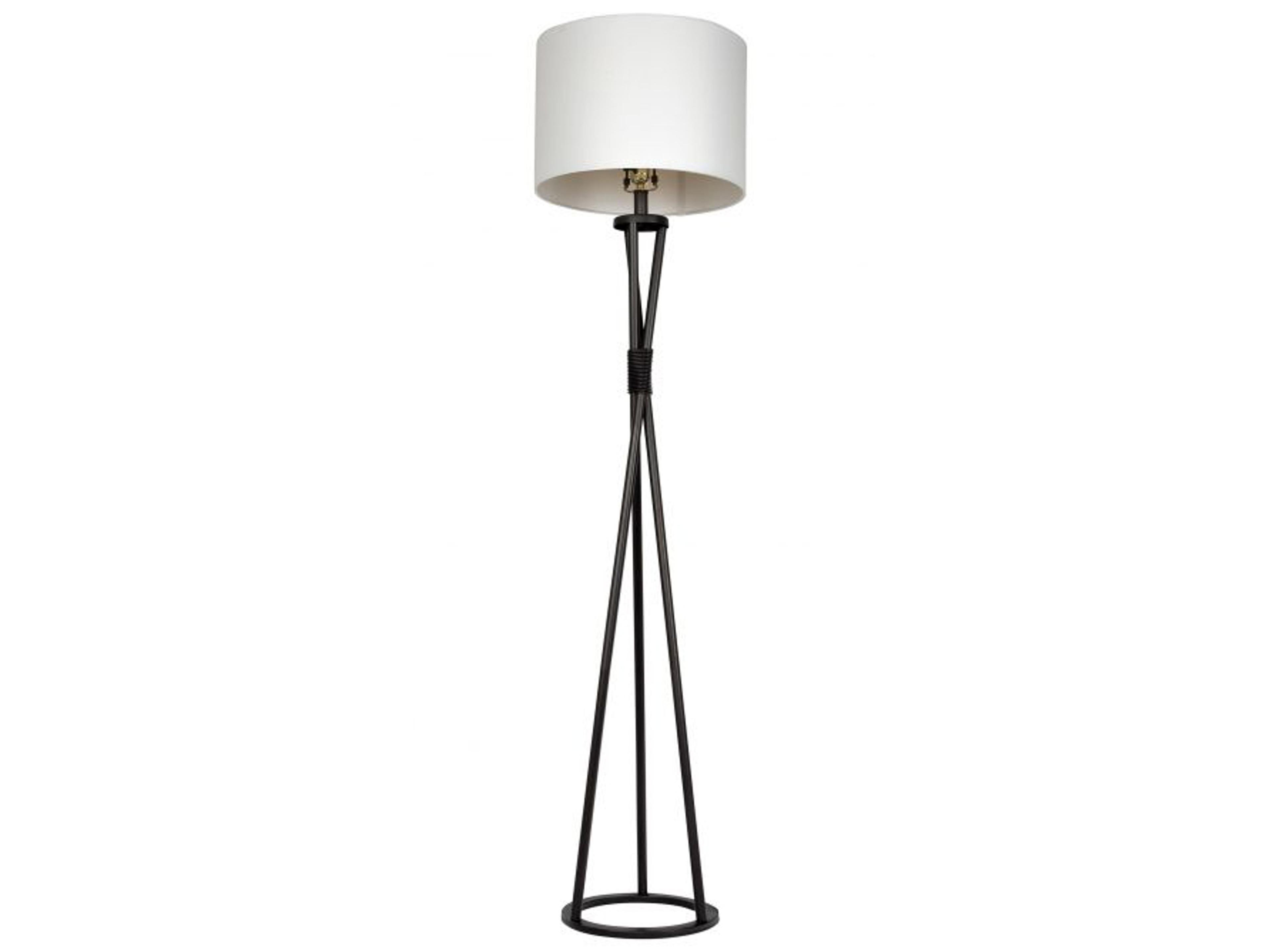 Flat Black White Fabric Floor Lamp