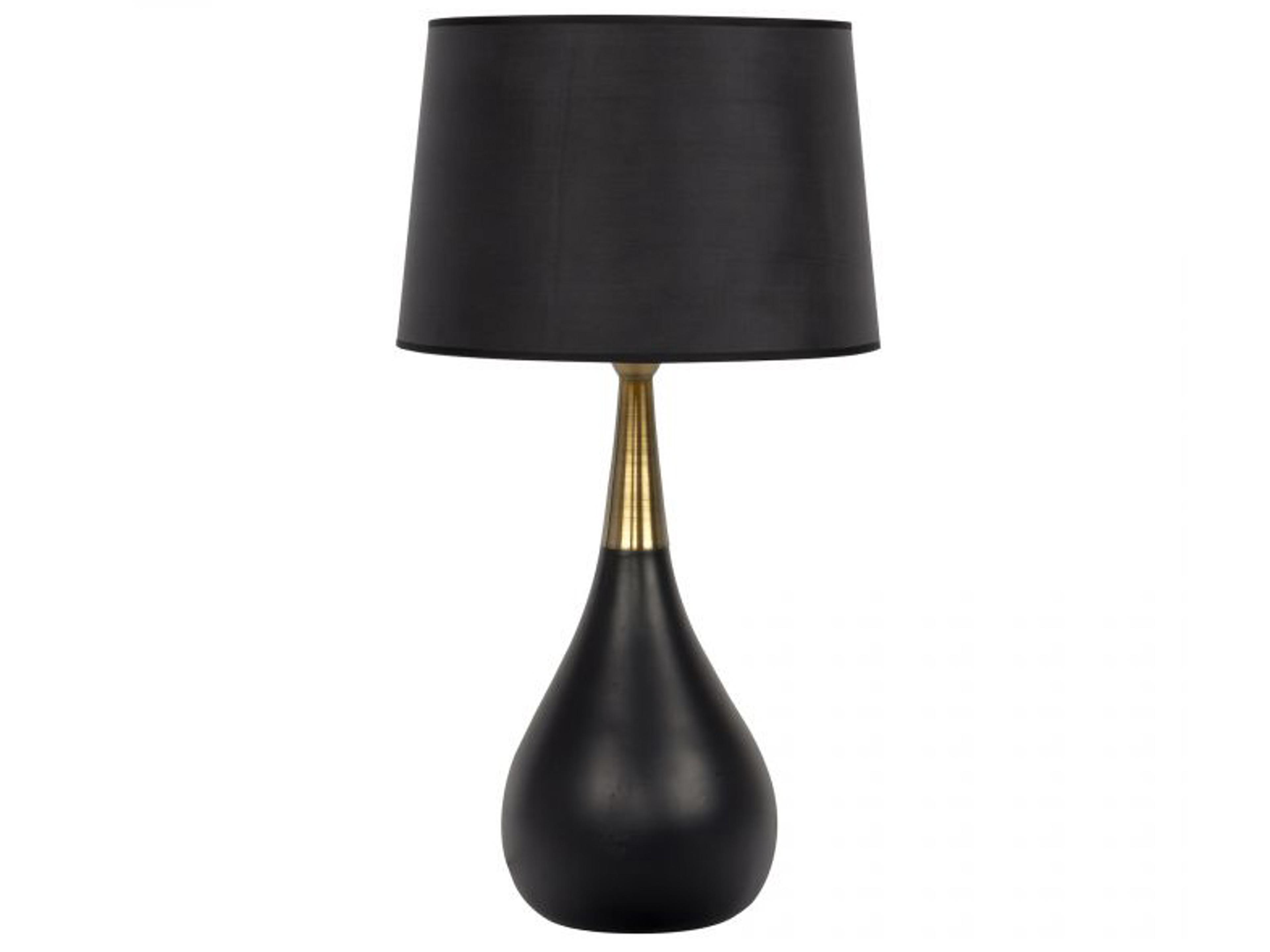 Flat Black Satin Brass Fabric Buffet Lamp