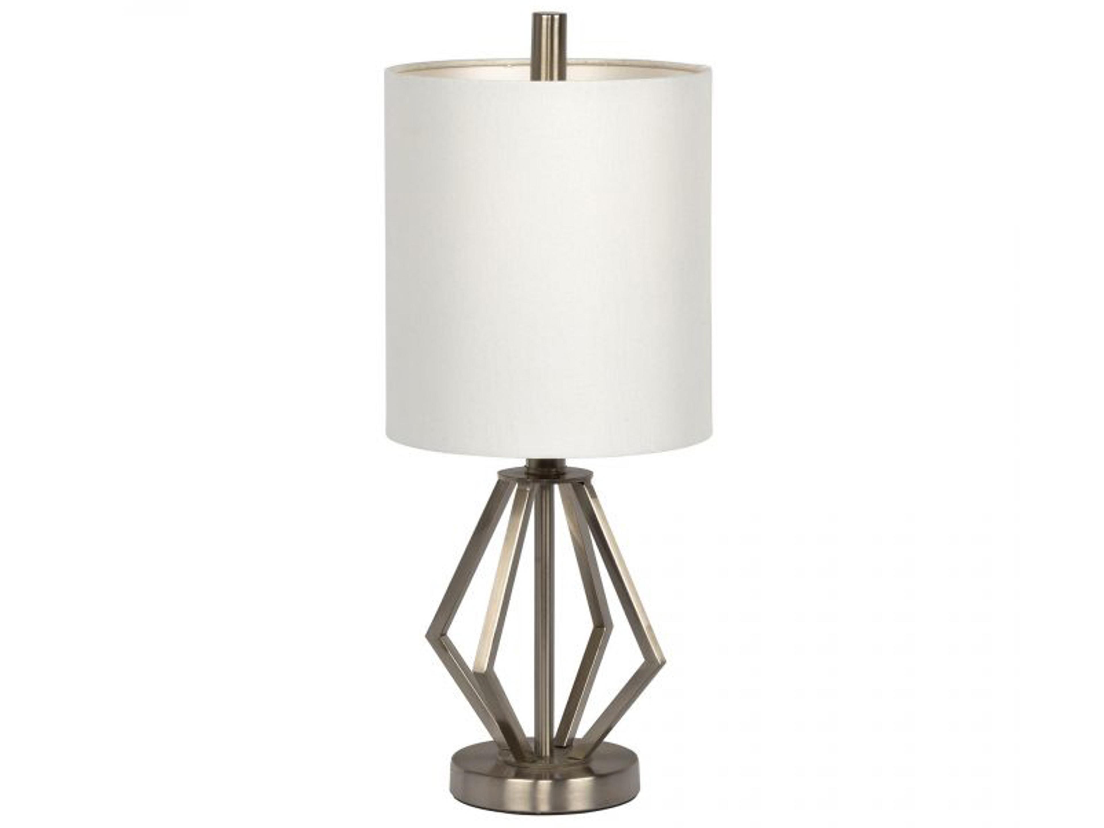 Craftmade Brushed Polished Nickel White Fabric Table Lamp