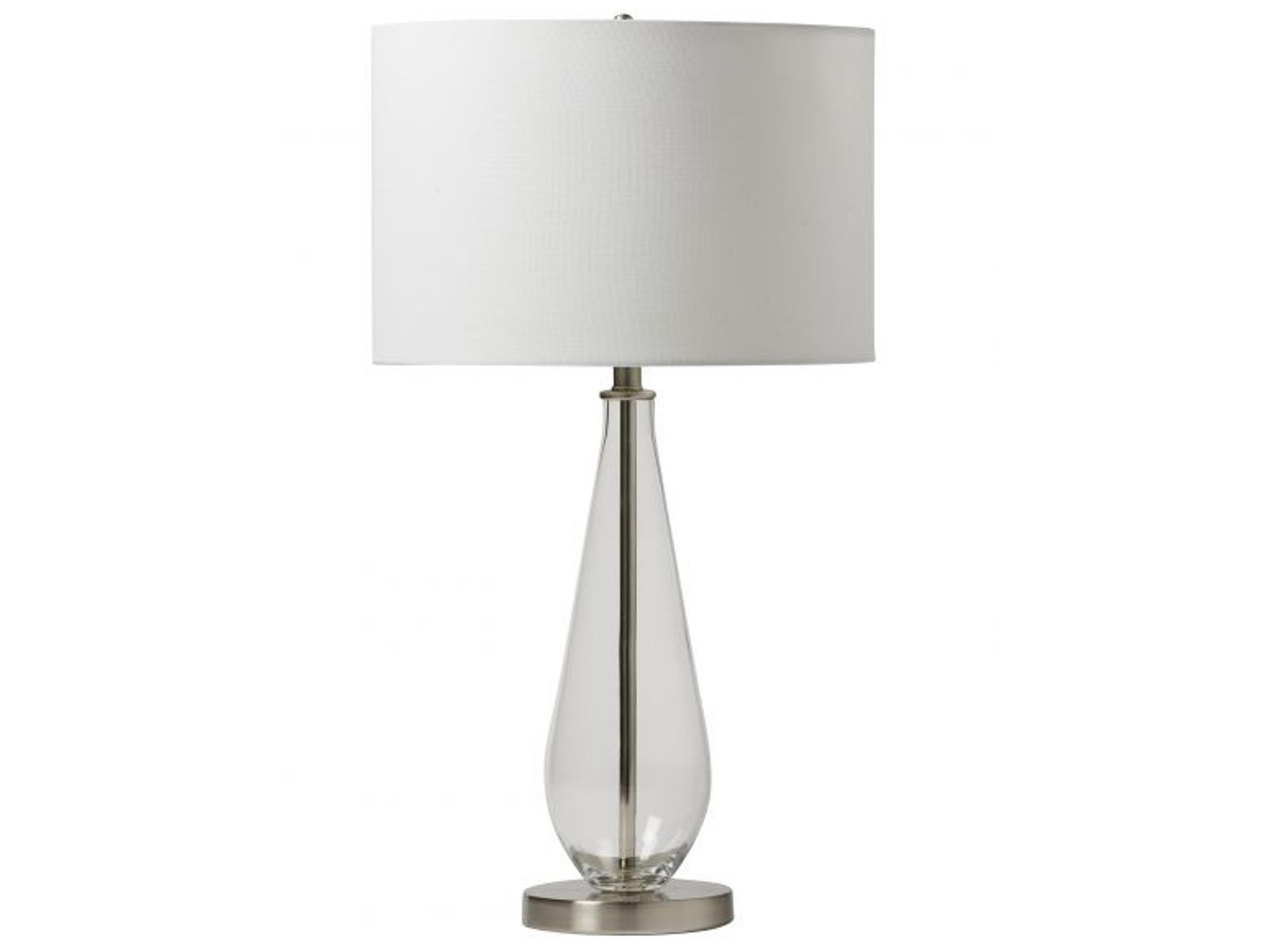 Craftmade Brushed Polished Nickel White Fabric Glass Buffet Lamp