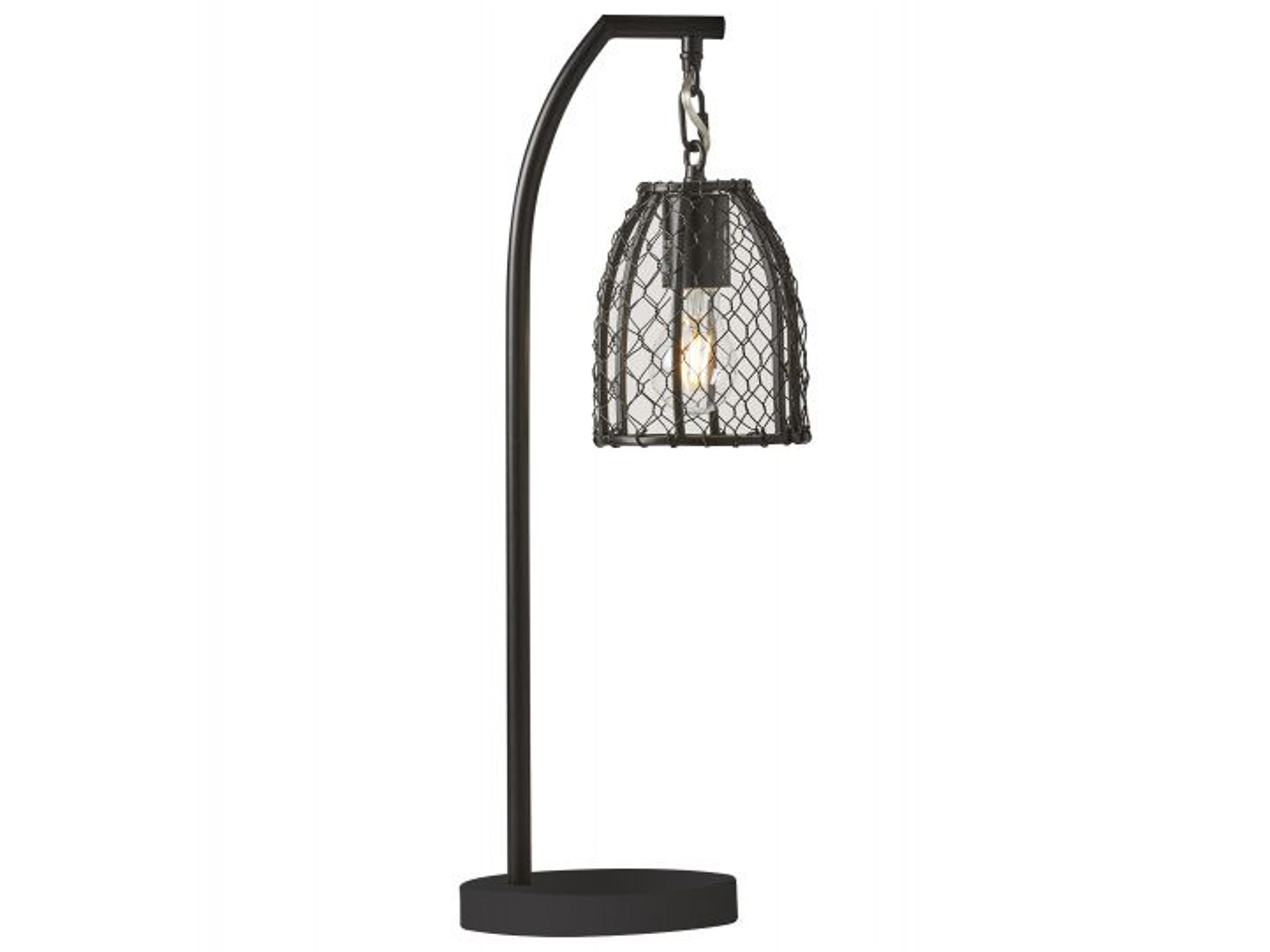 Flat Black Wire Table Lamp