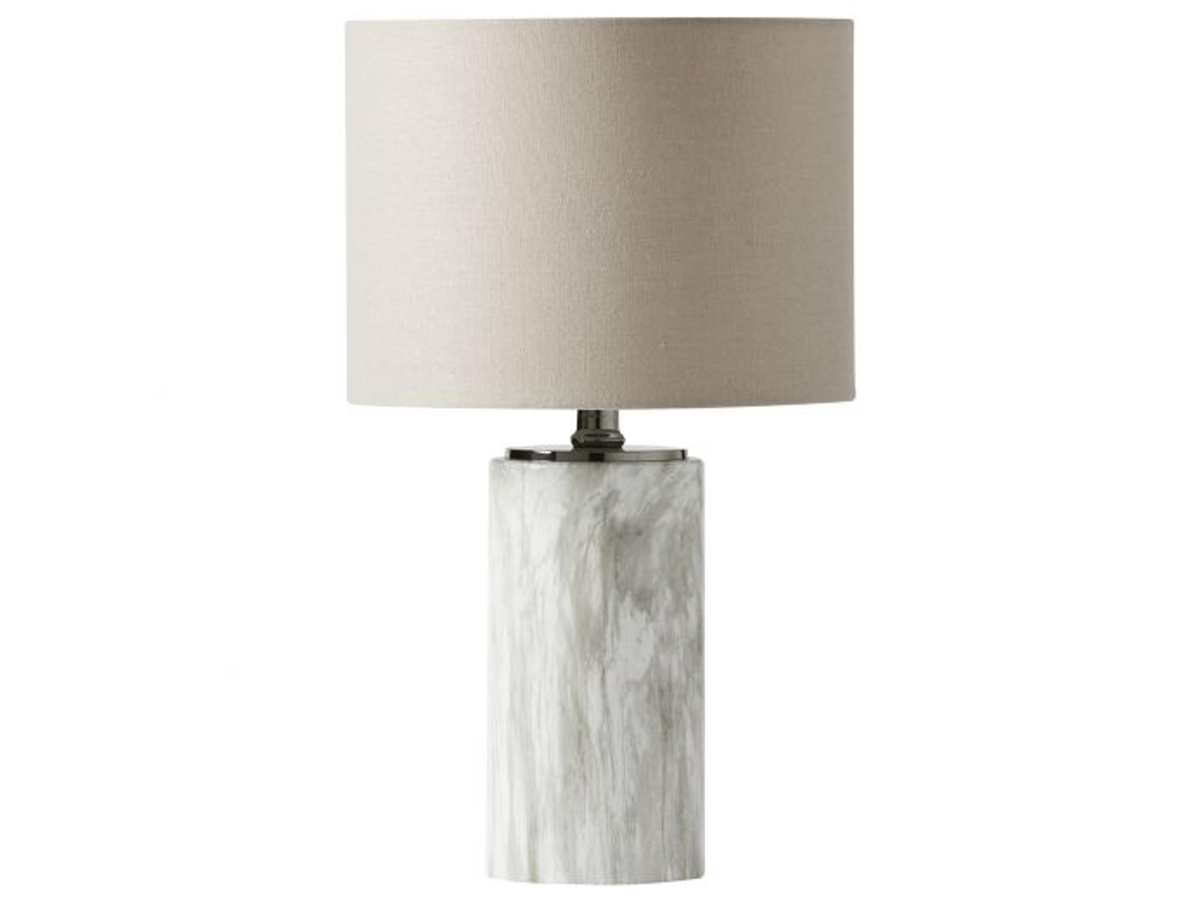 White Oatmeal Fabric Gray Table Lamp