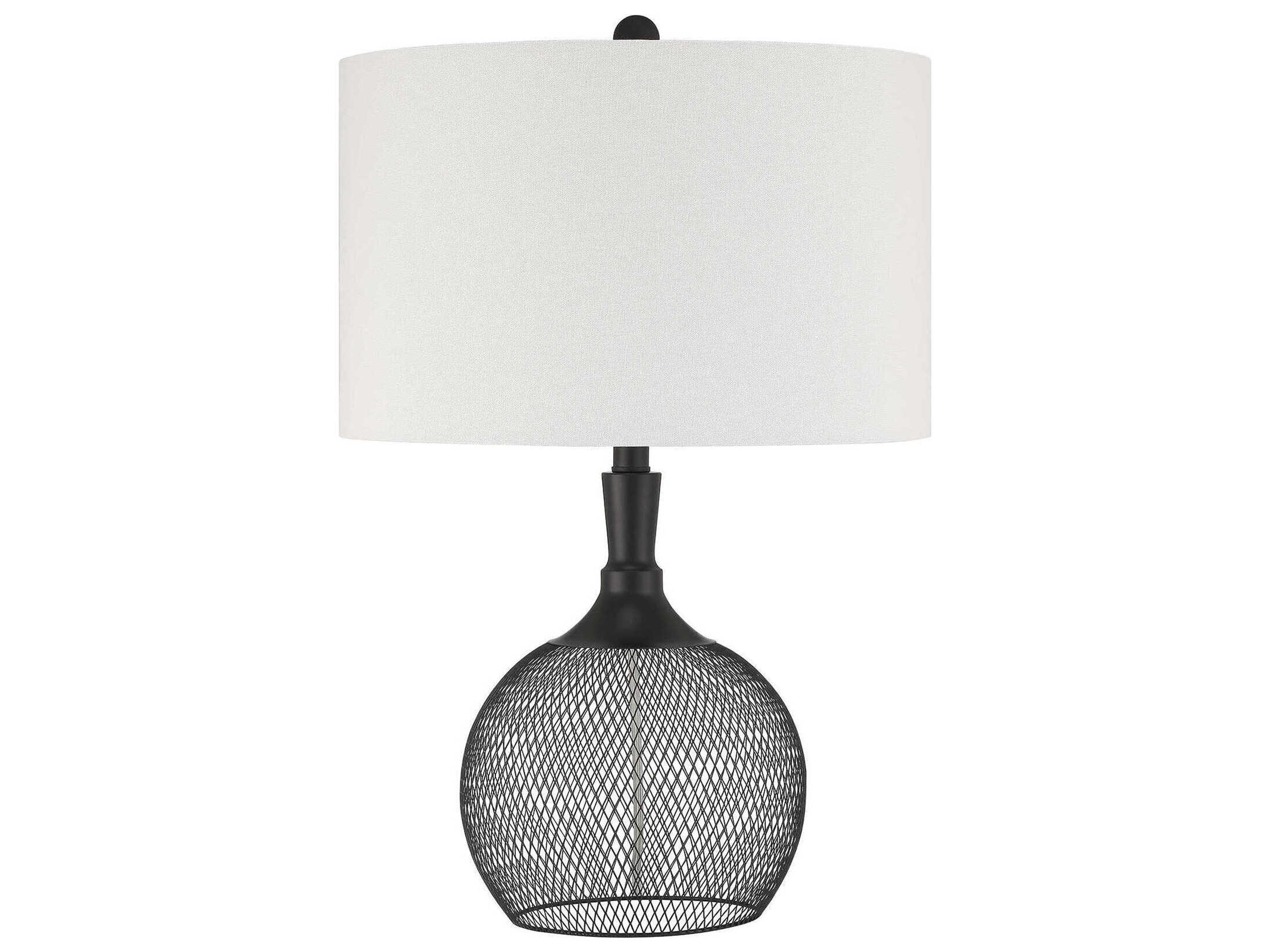Matte Black White Fabric Table Lamp