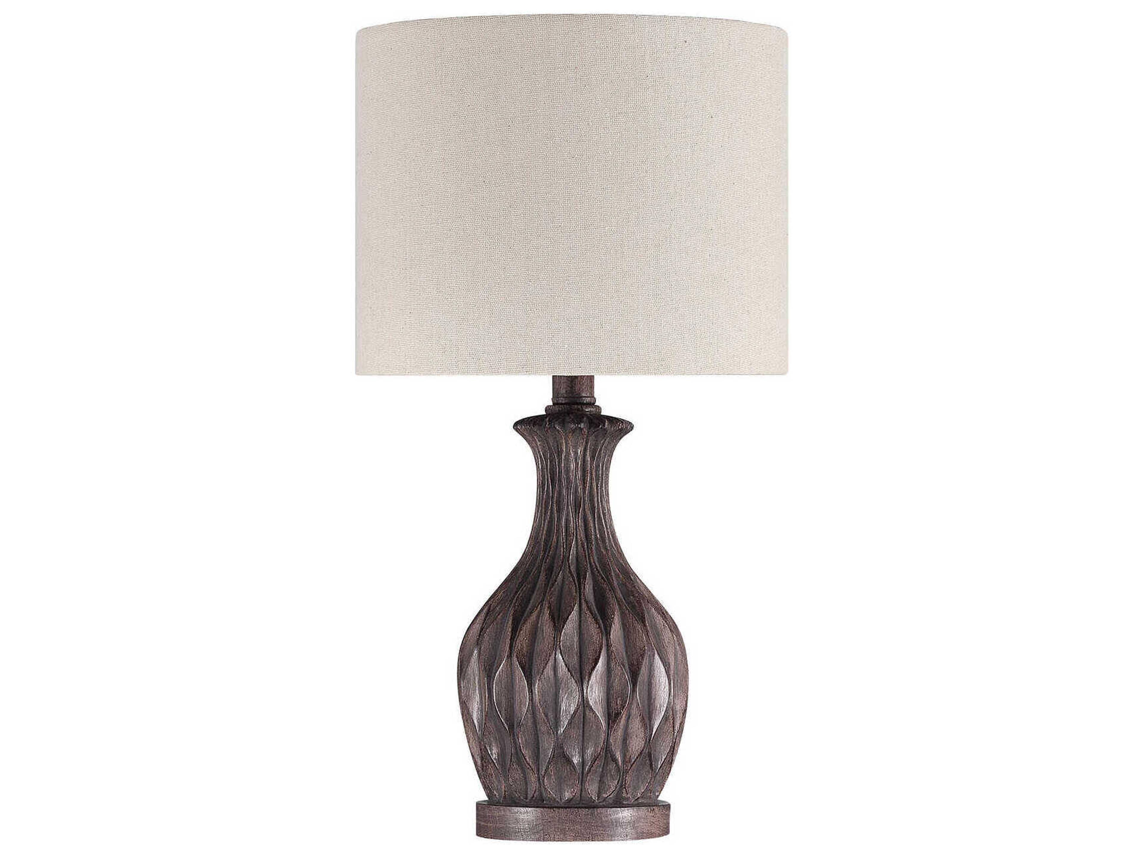 Painted Brown Linen Fabric Table Lamp