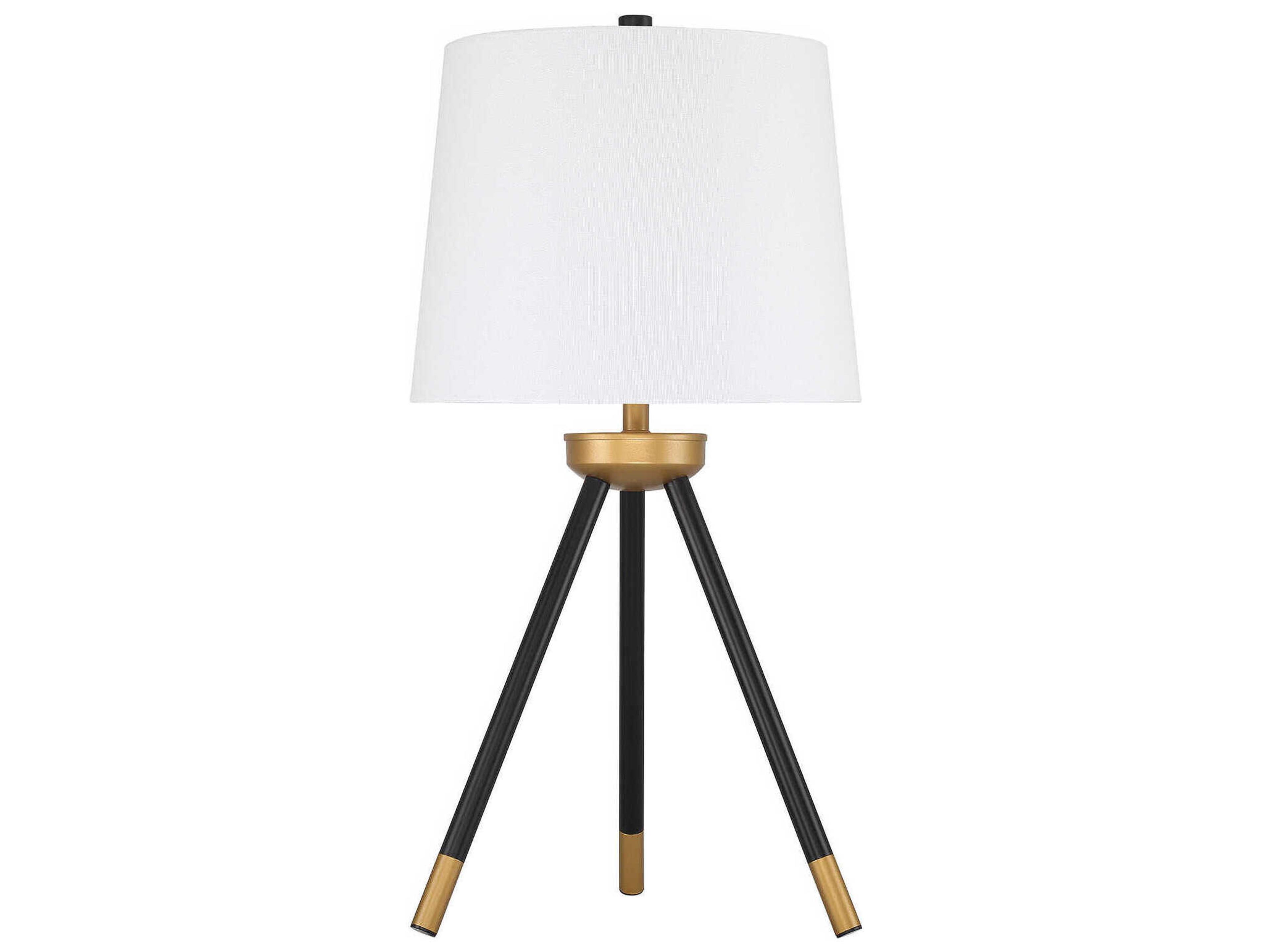 Craftmade Painted Black Gold White Fabric Buffet Lamp