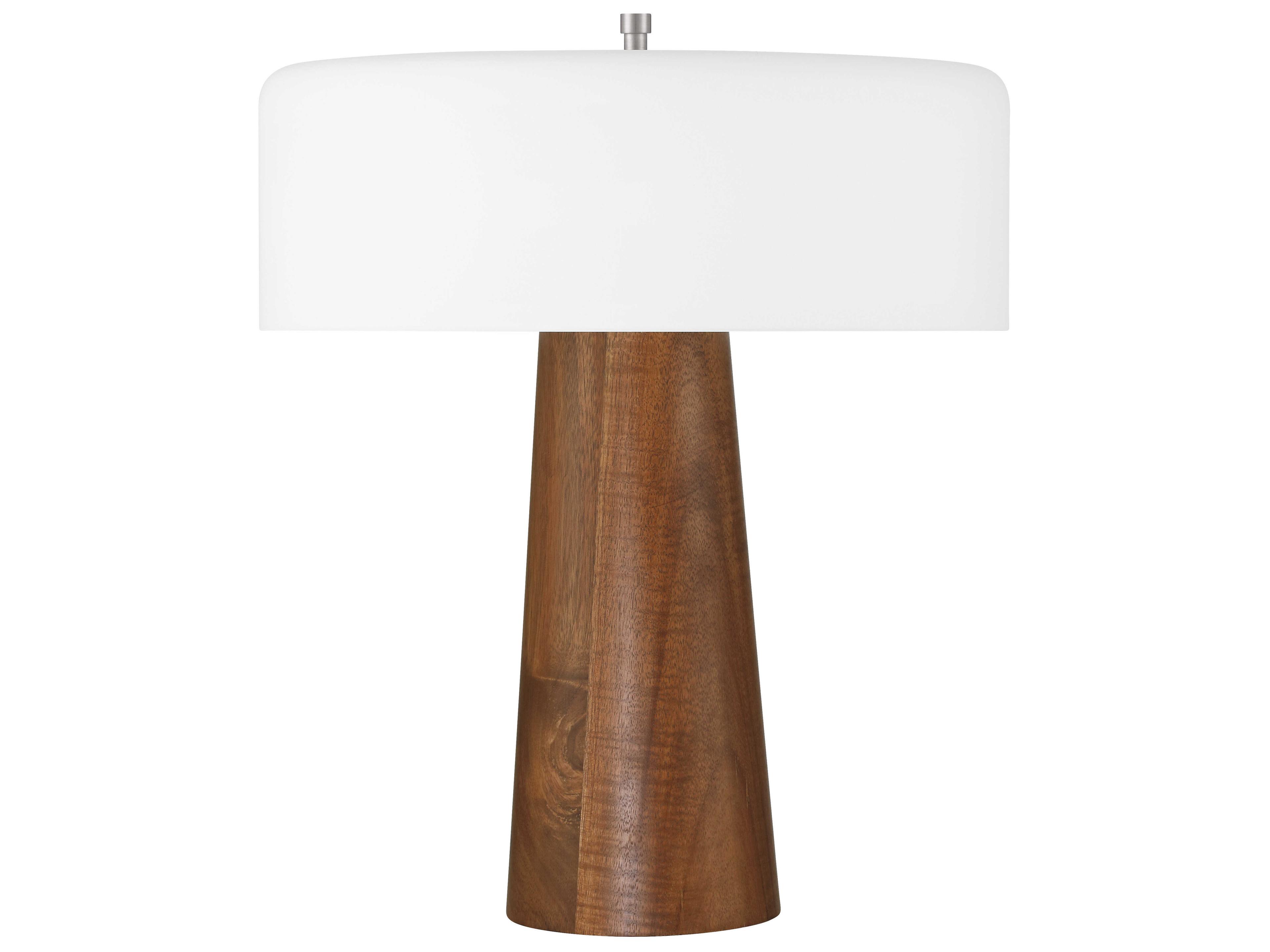 Walnut Frost White Glass Brown Table Lamp