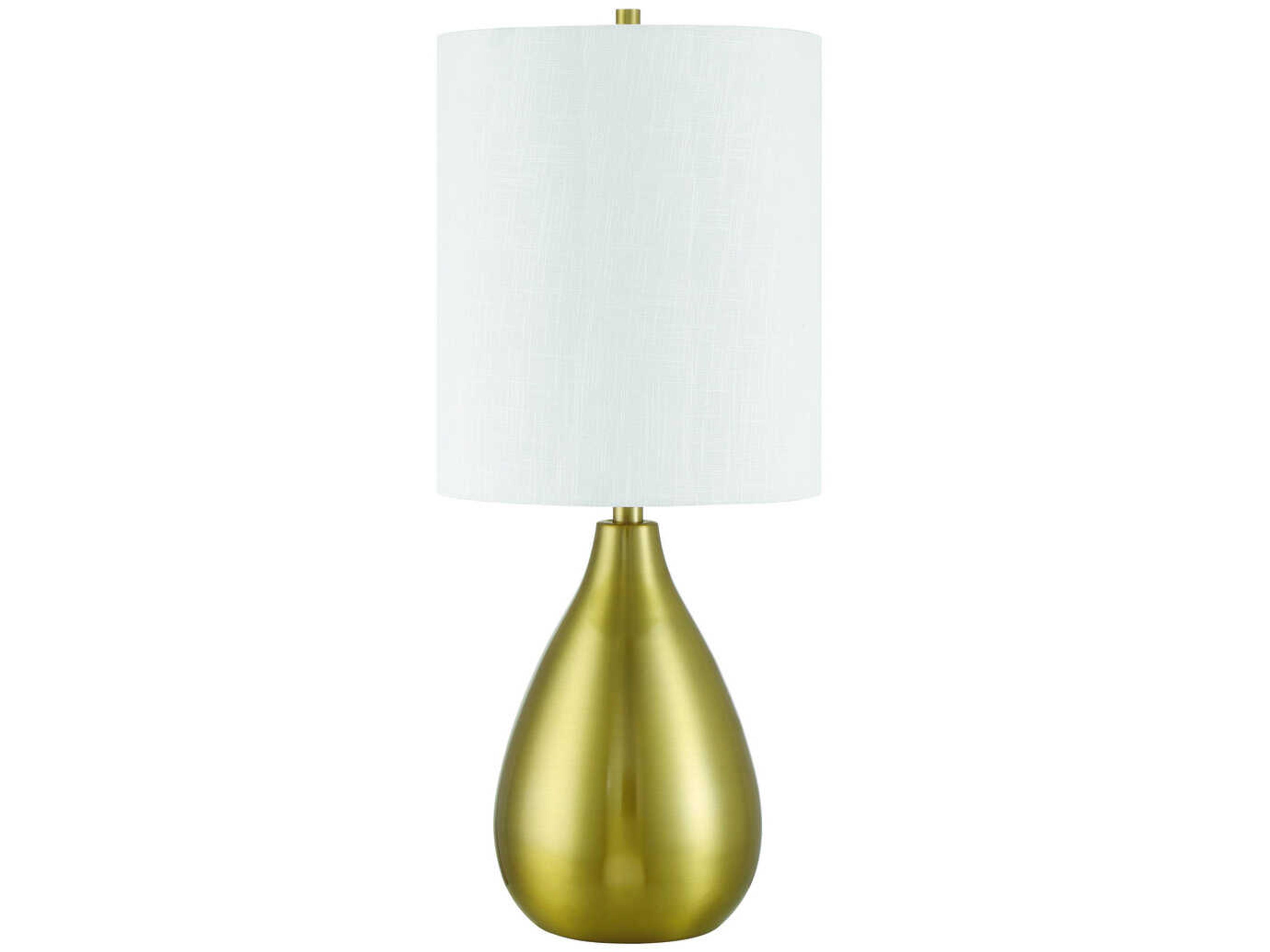 Leri Satin Brass White Fabric Buffet Lamp
