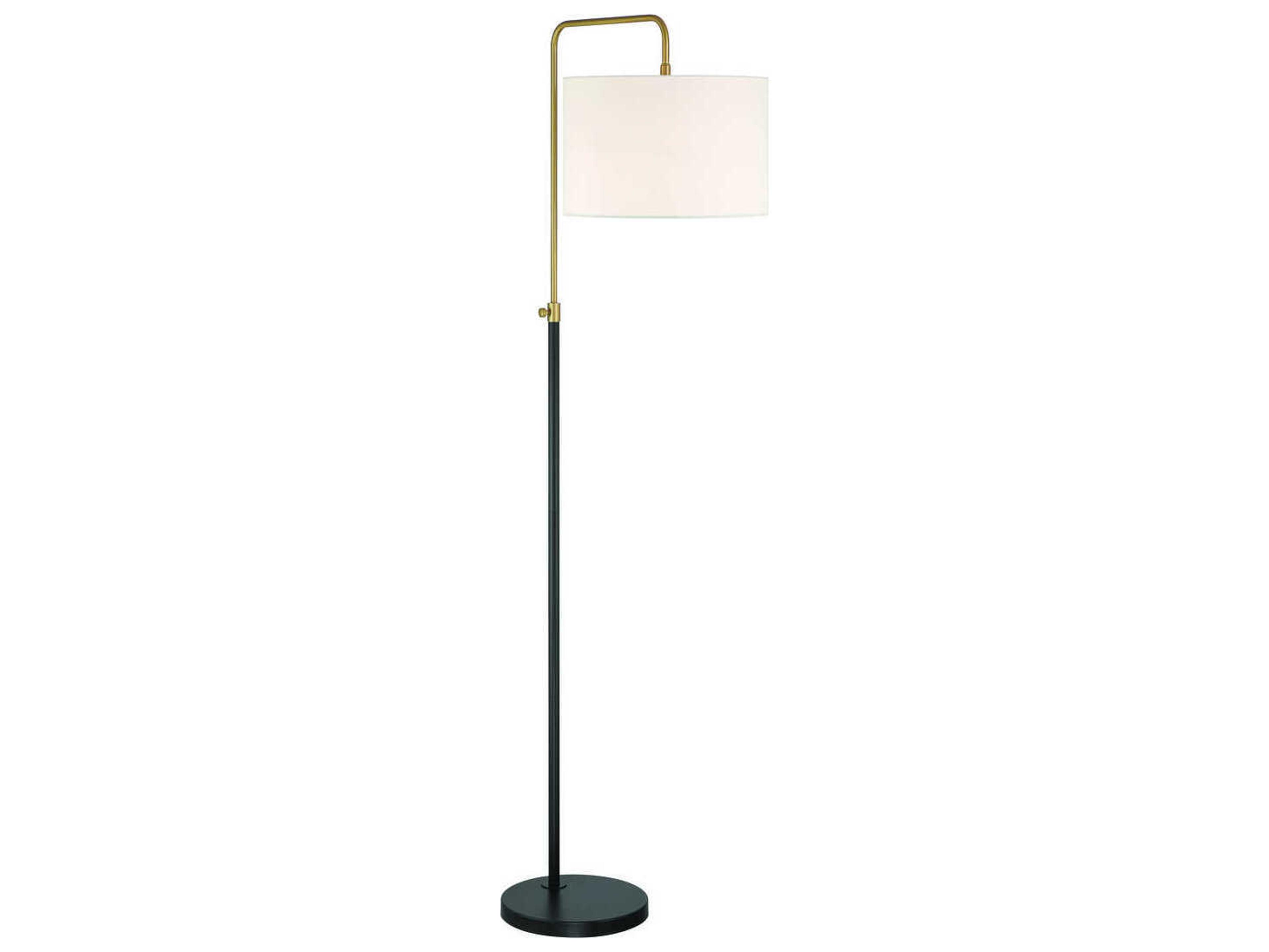 Craftmade Ingraham Flat Black Satin Brass White Fabric Floor Lamp