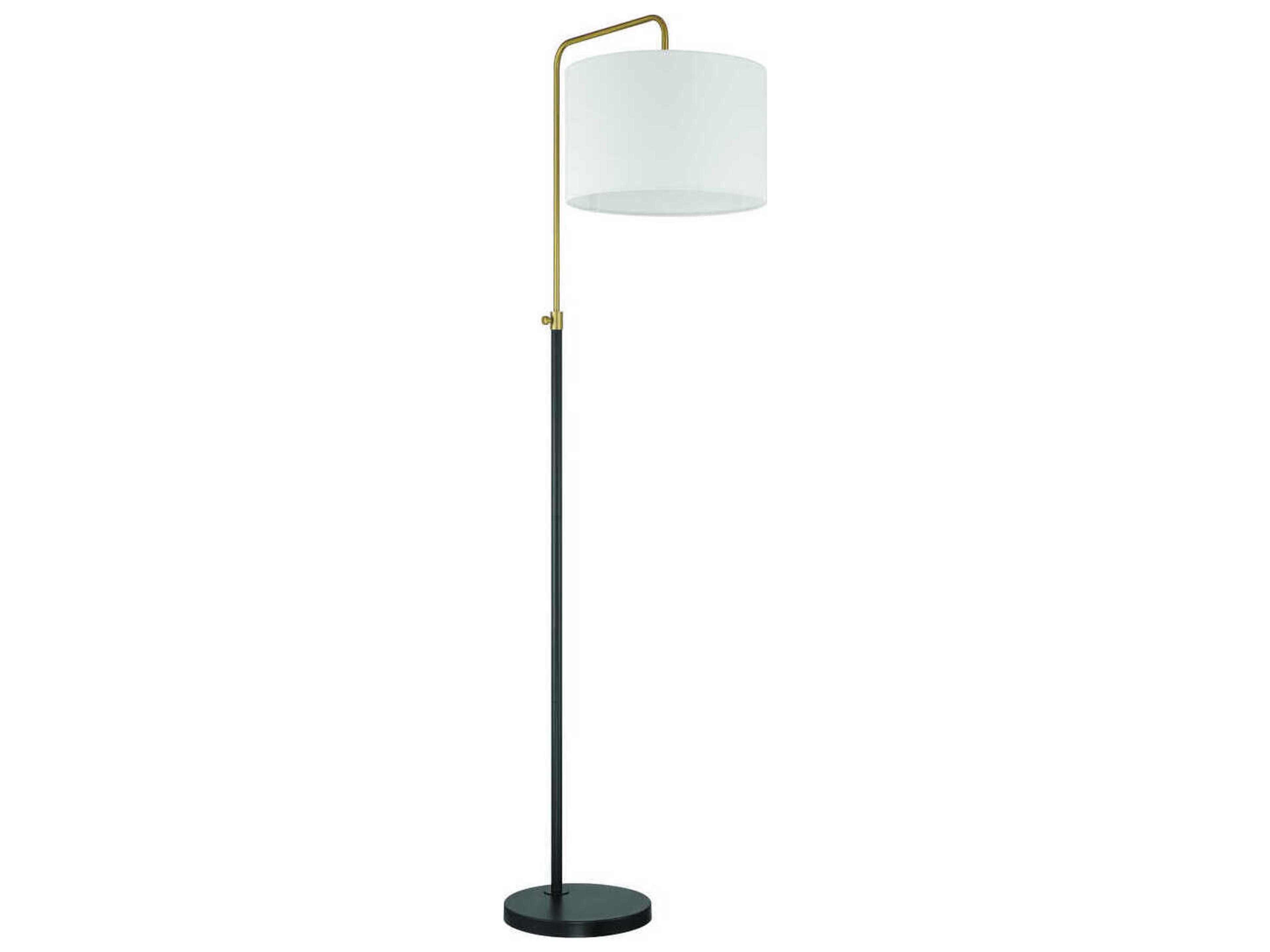 Craftmade Ingraham Flat Black Satin Brass White Fabric Floor Lamp