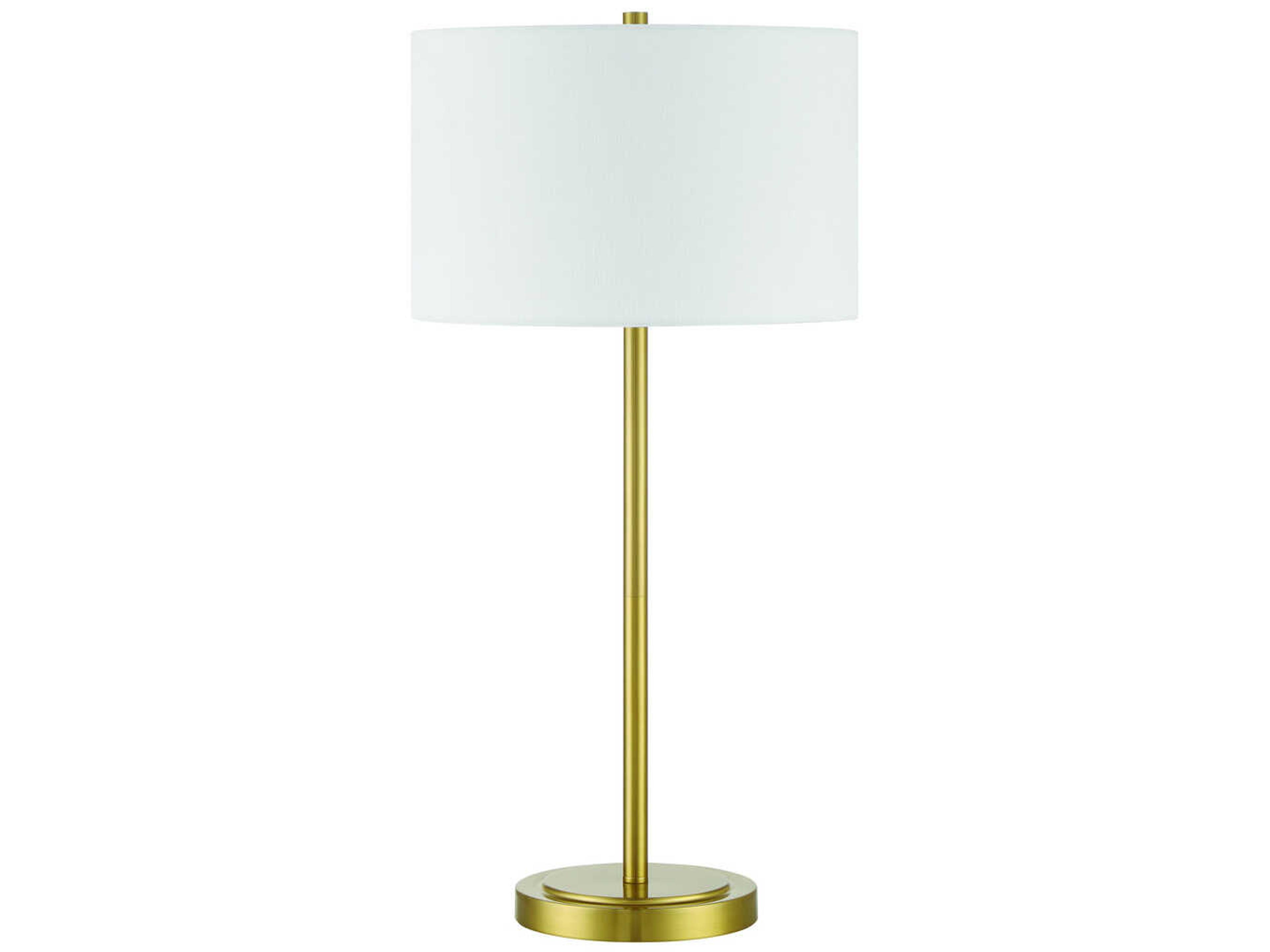 Jones Satin Brass White Fabric Buffet Lamp