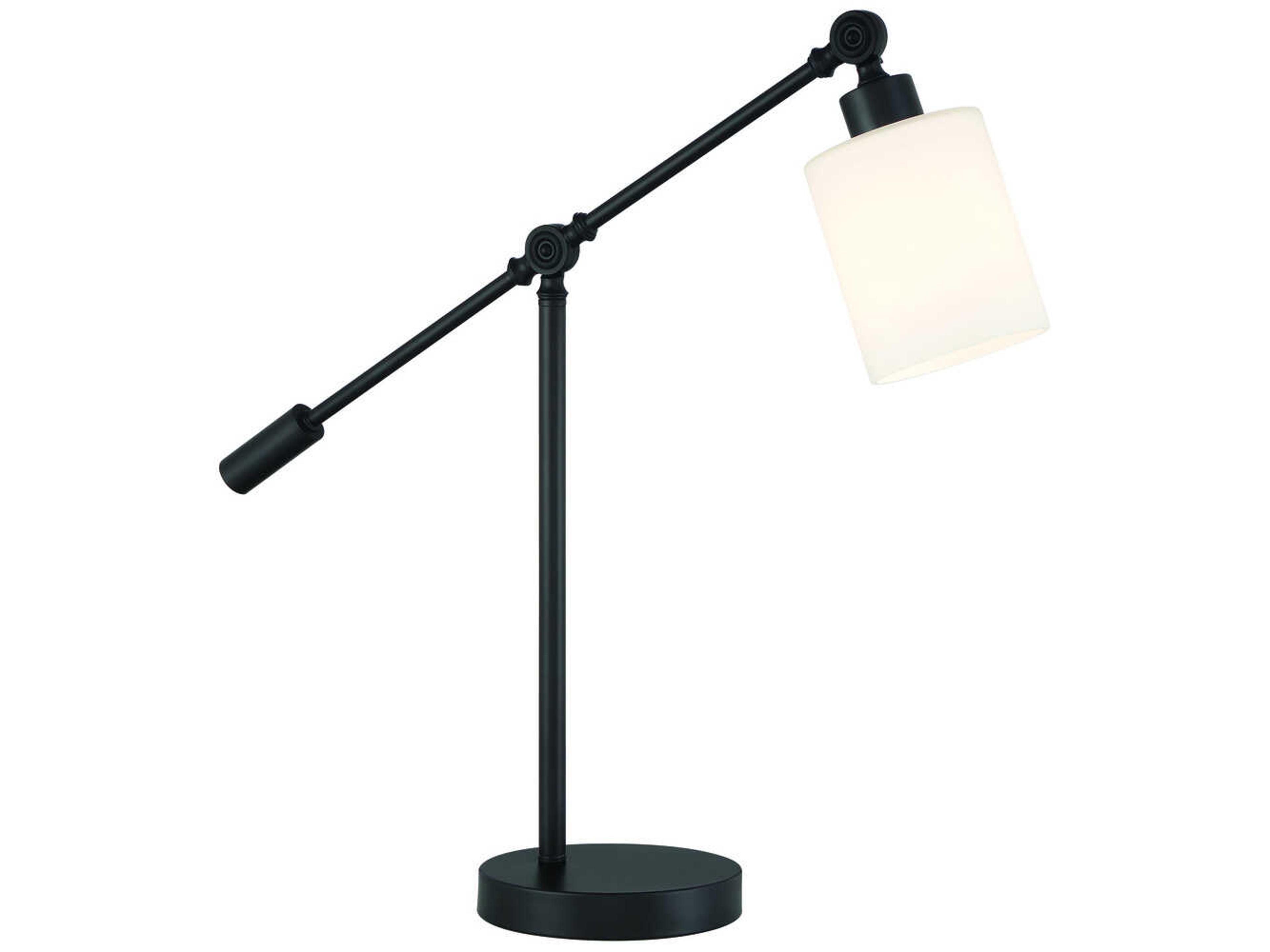 Craftmade Indiana Flat Black Frost White Glass Desk Lamp