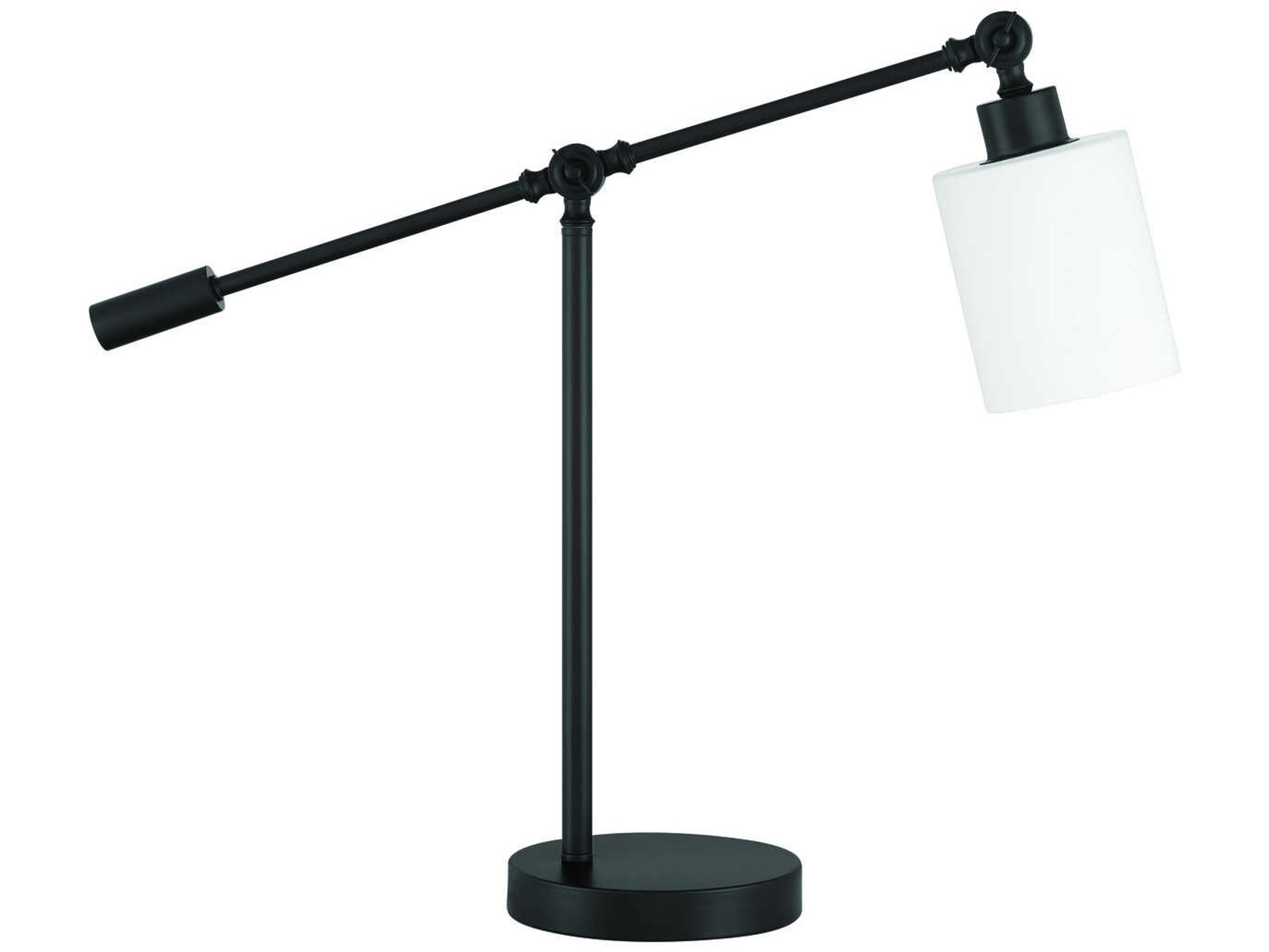 Craftmade Indiana Flat Black Frost White Glass Desk Lamp
