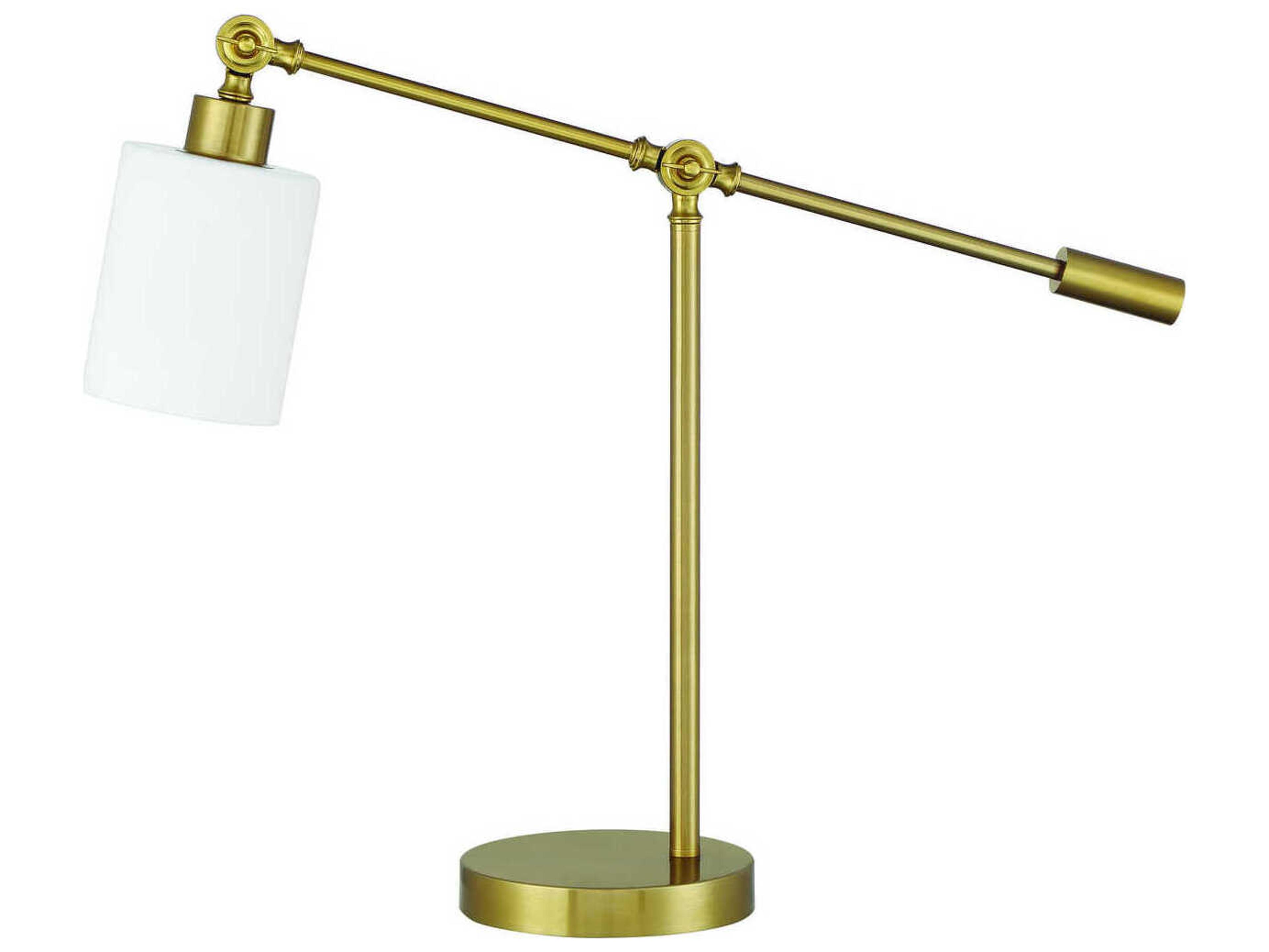 Craftmade Indiana Satin Brass Frost White Glass Desk Lamp